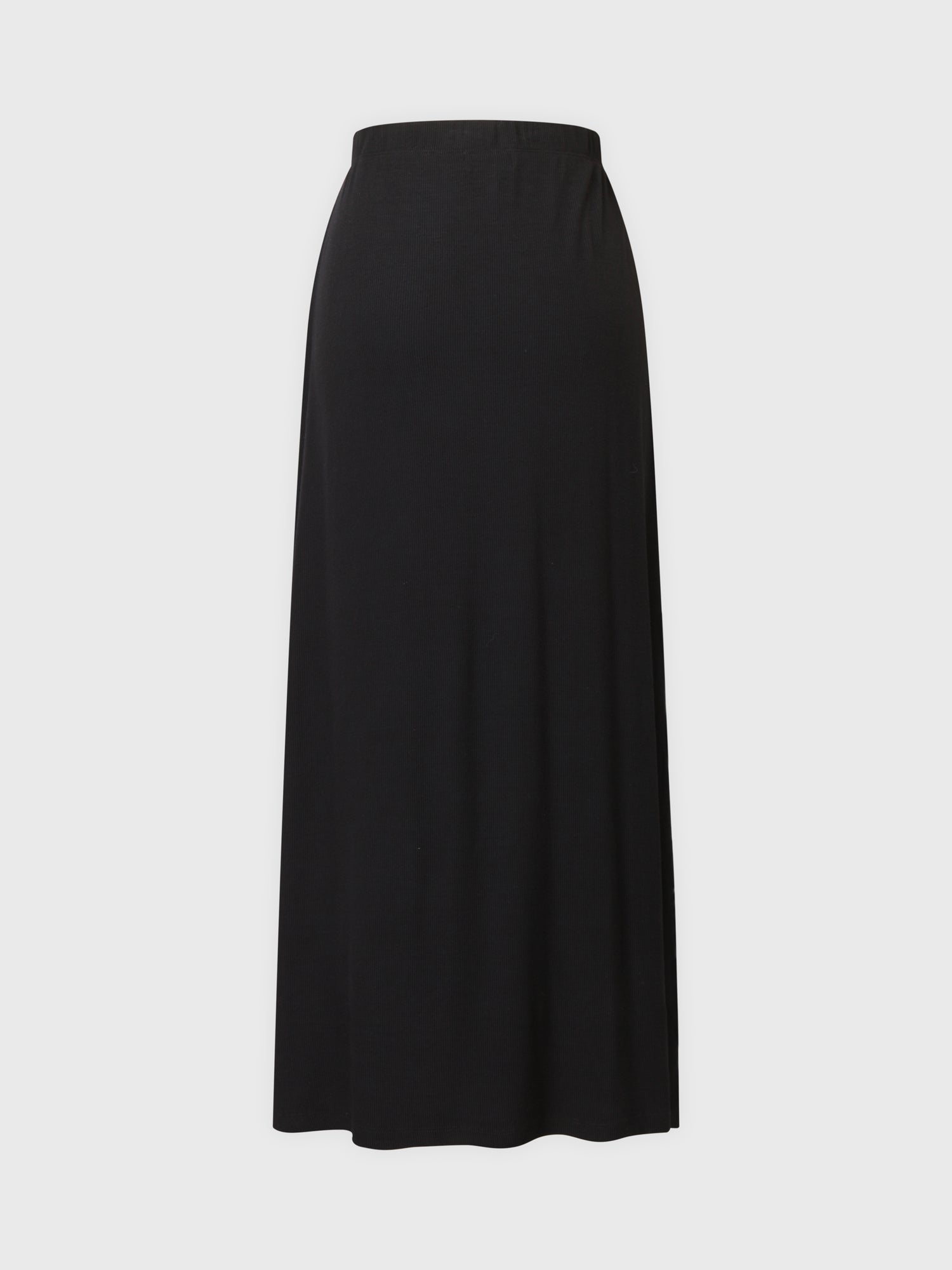 RIBBED A-LINE MAXI SKIRT - BLACK