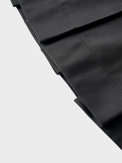 Lux Satin Pleated Skirt 26"-Black