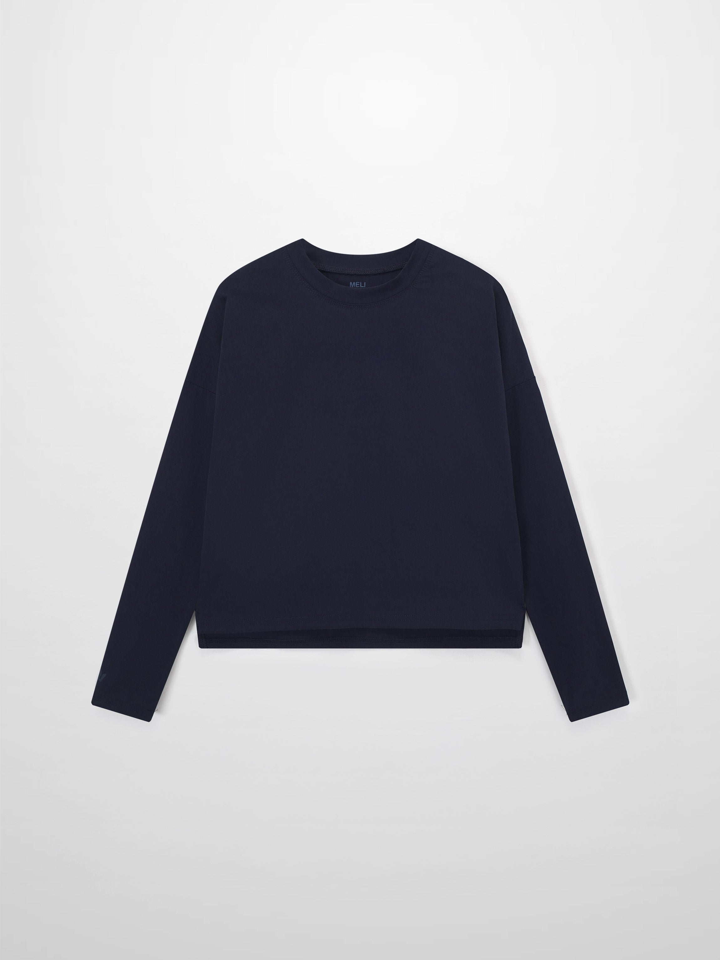 Cropped Boxy Tee-Navy