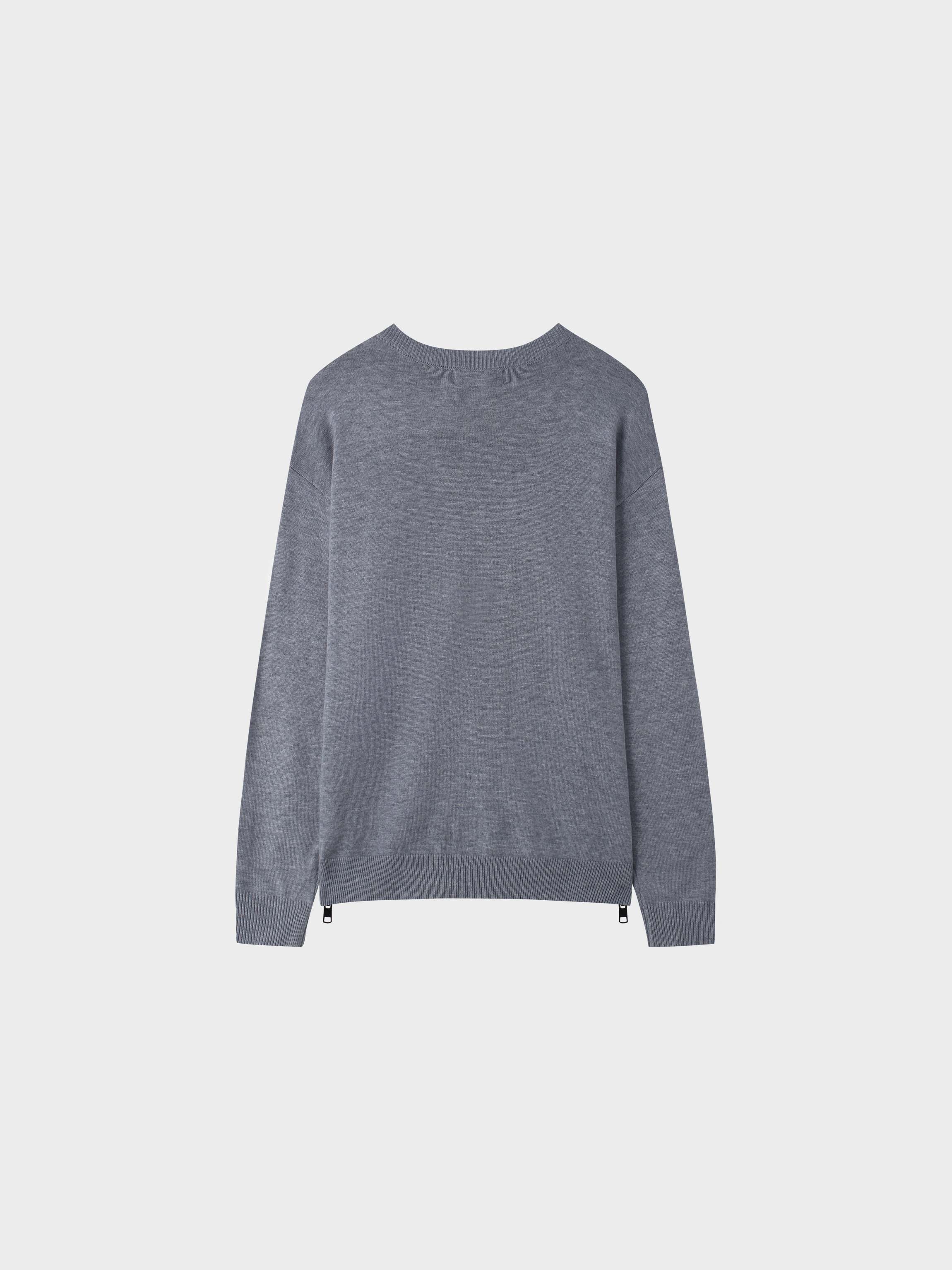 Side Zipper Sweater-Grey