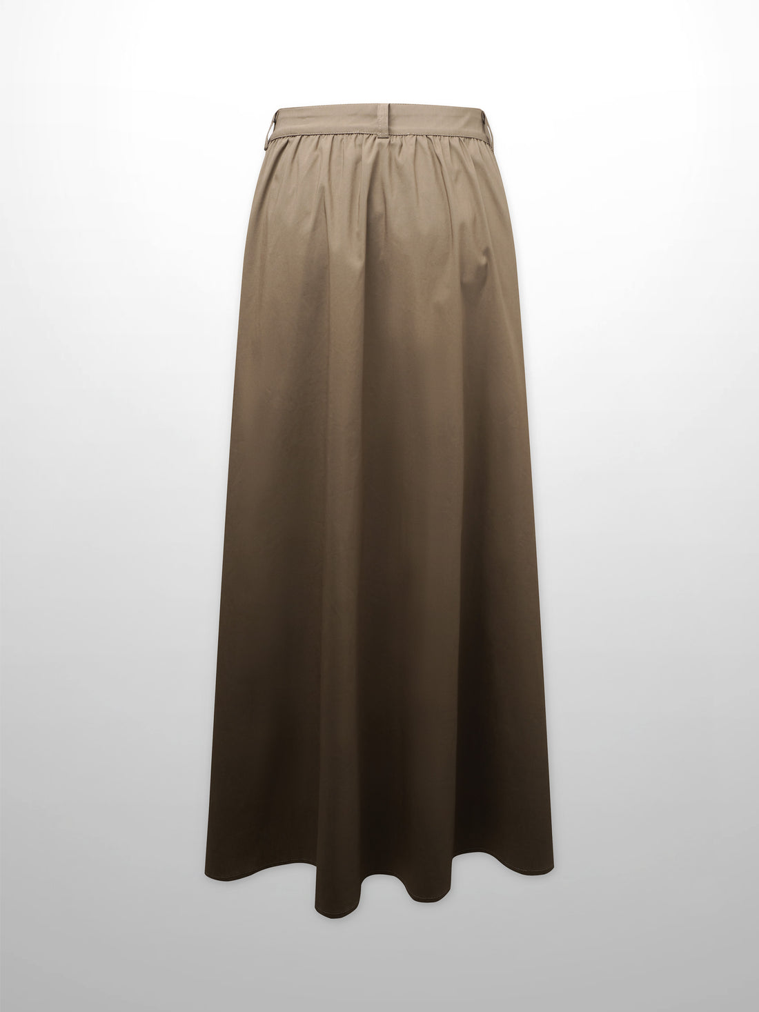 Button Down Cotton Blend Skirt-Brown