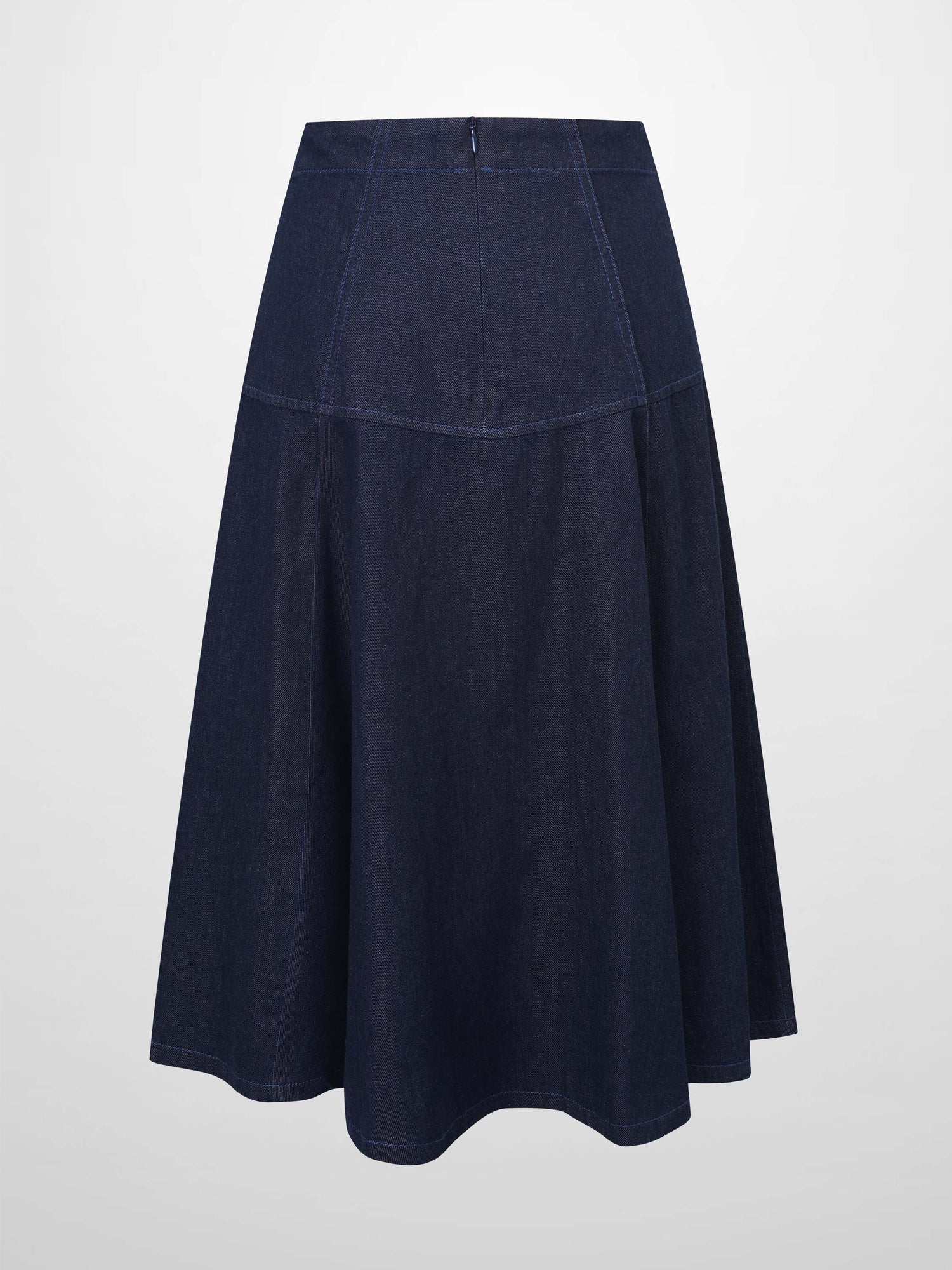 Yoke Denim Short Skirt-Blue