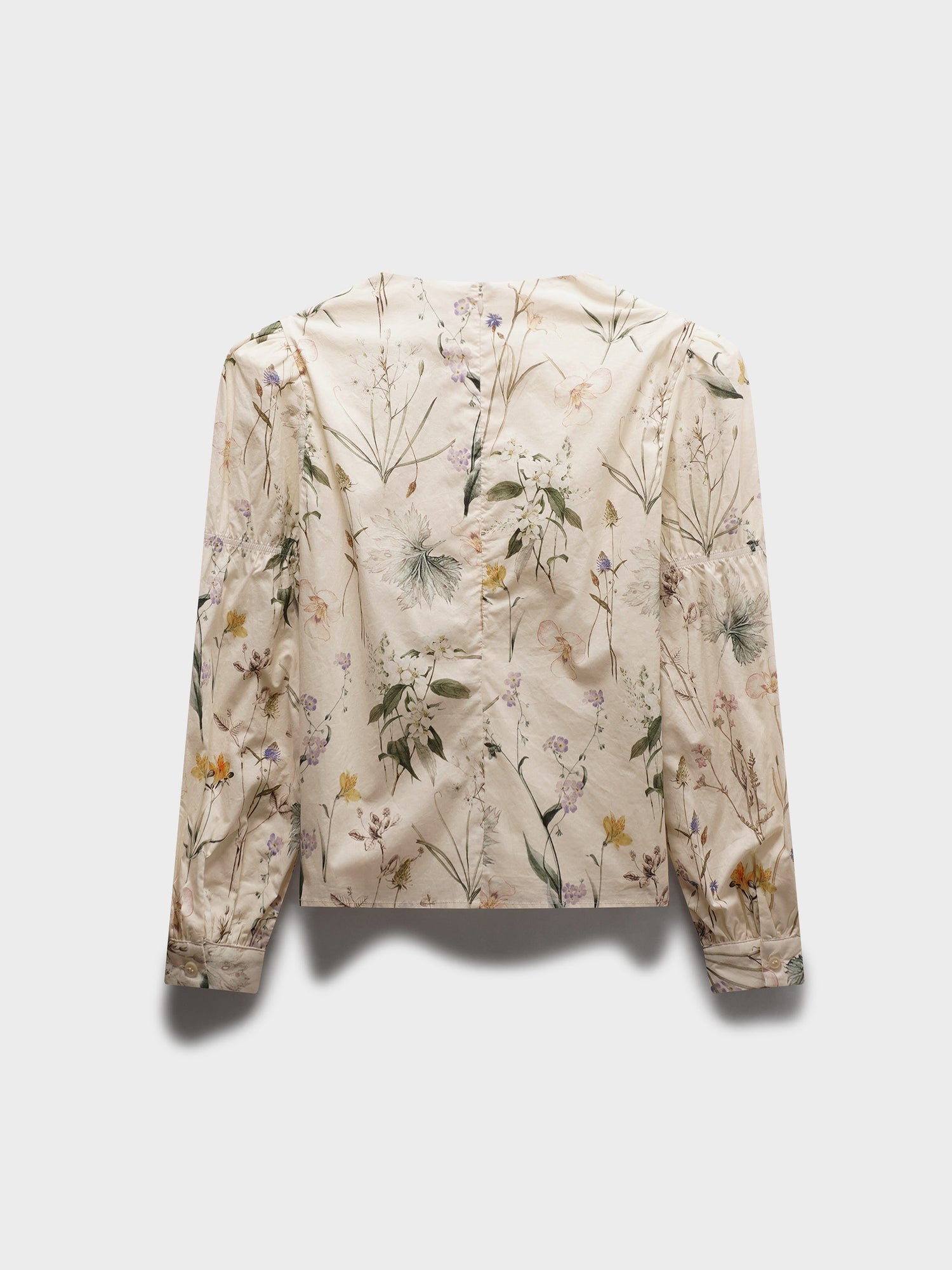 High V Puff Sleeve Top-Antique Floral