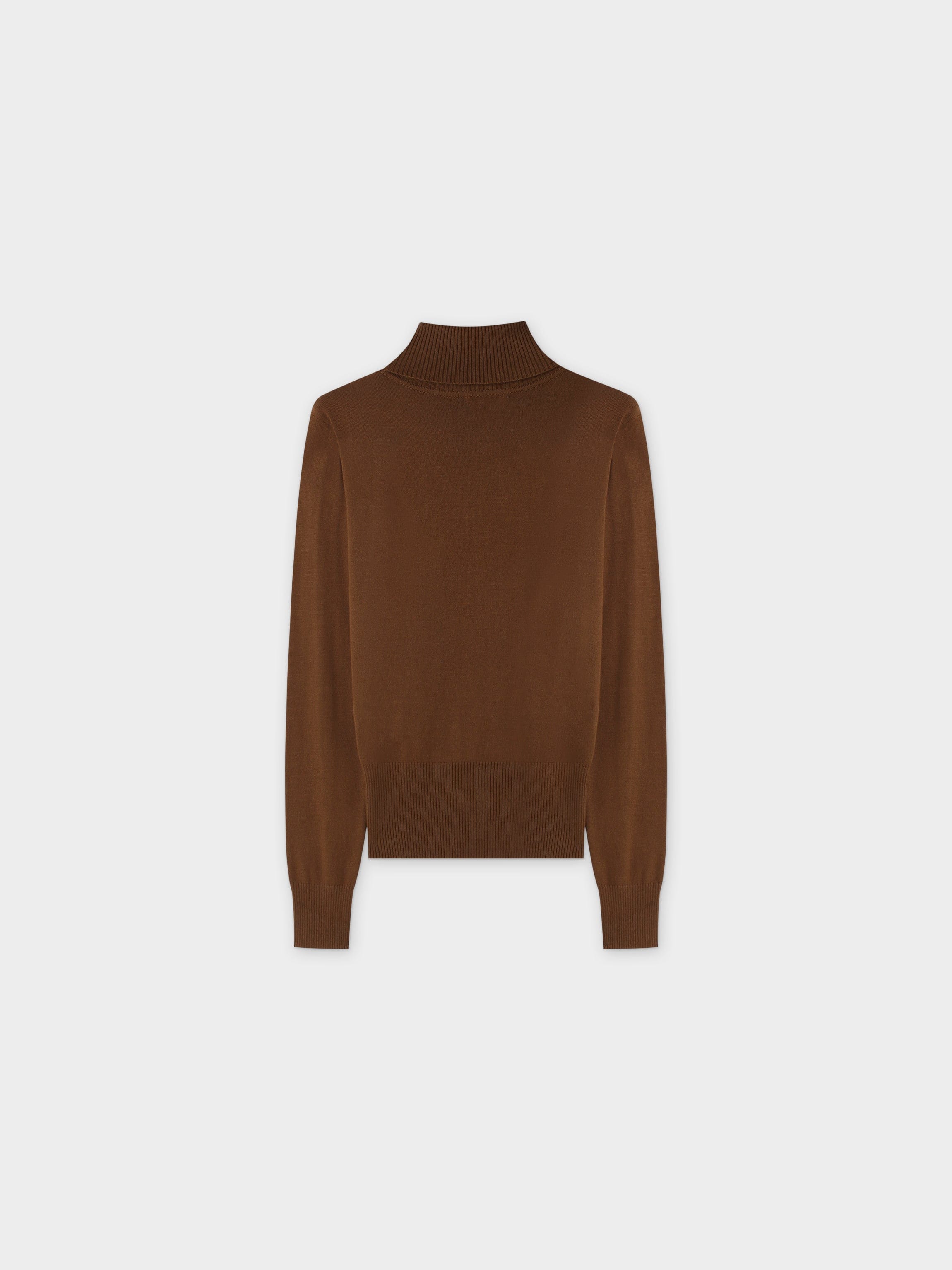 PLEATED TURTLENECK-BROWN