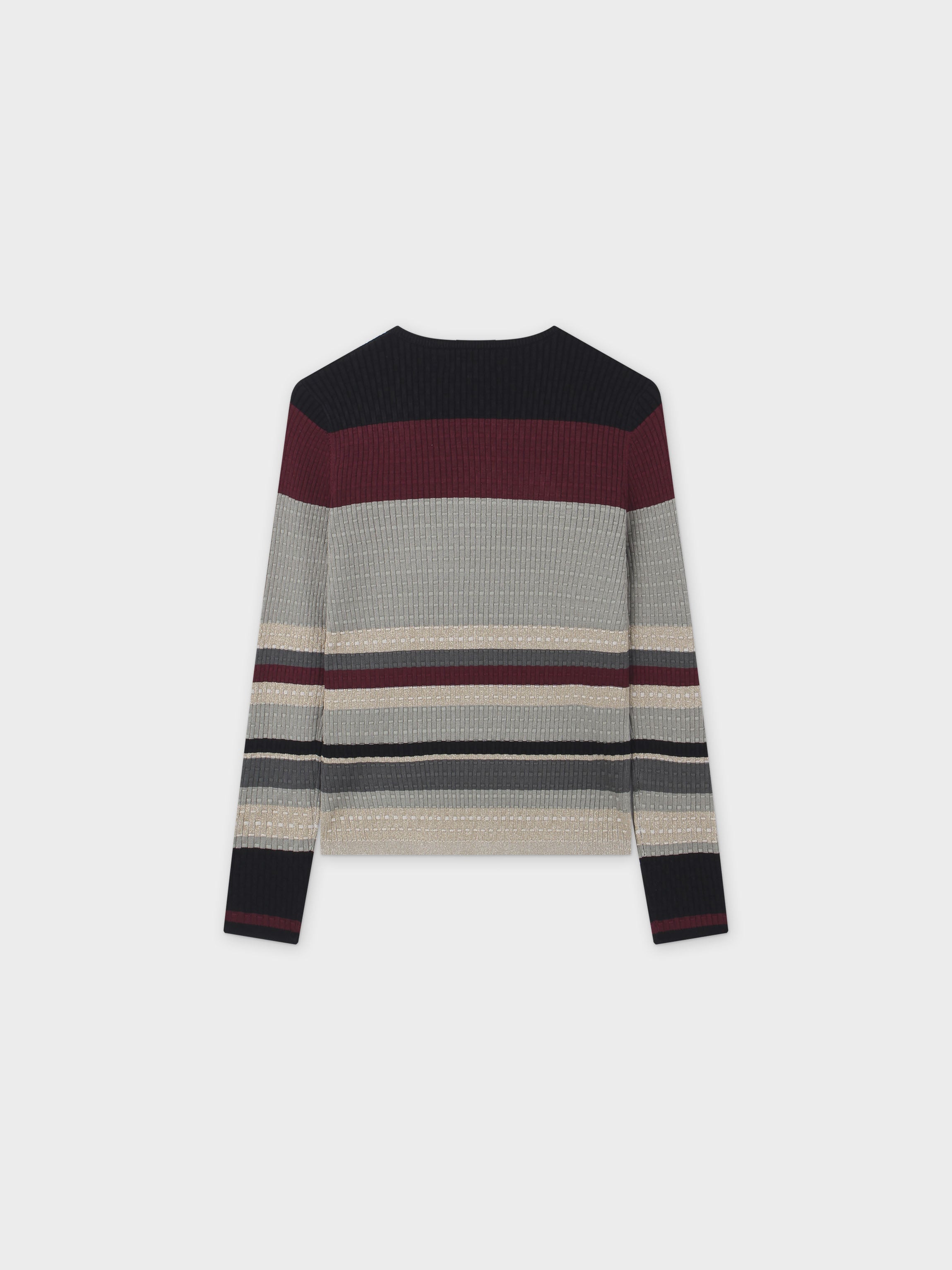 Lurex Stripe Sweater-Sage/Burgundy