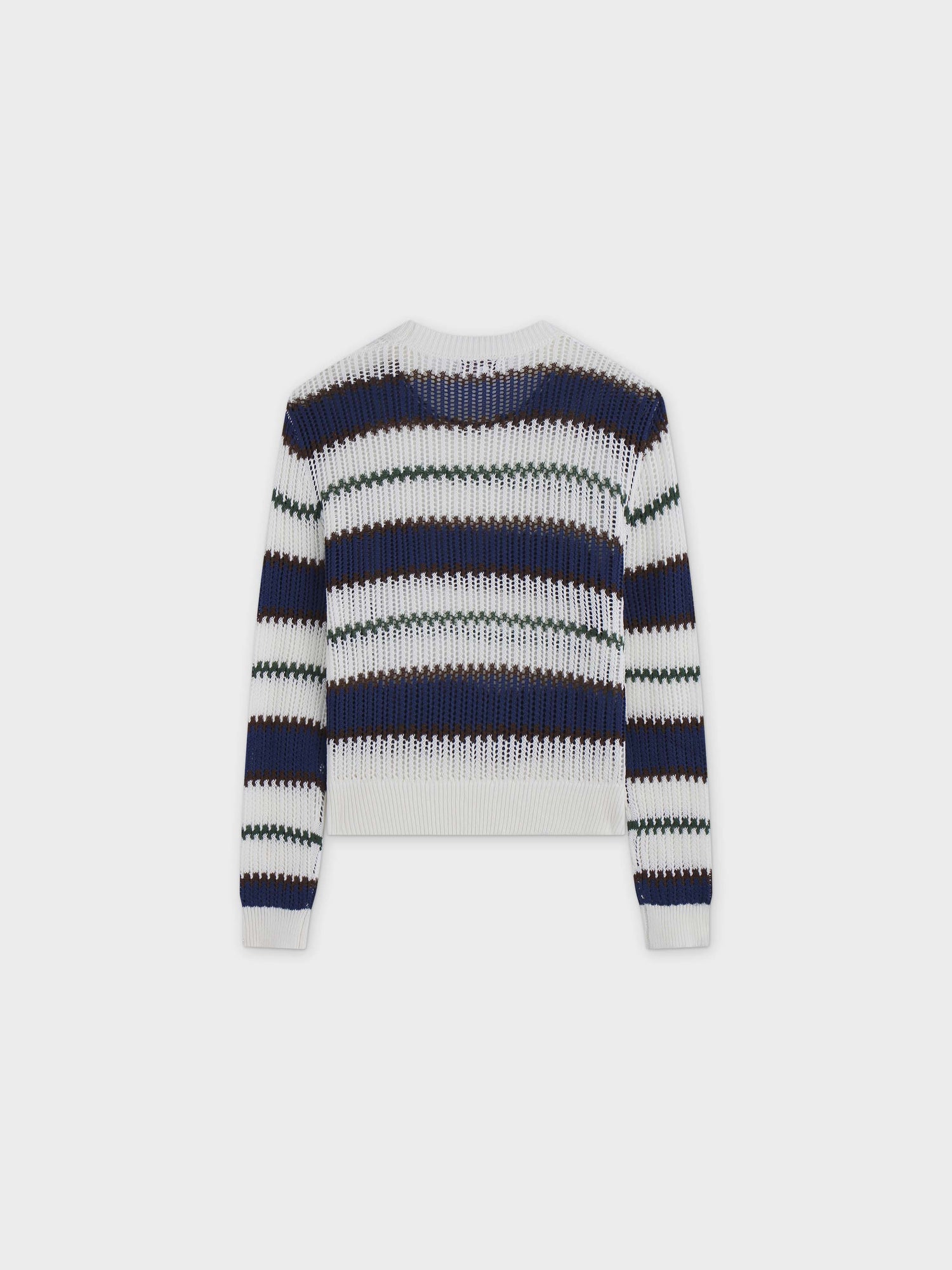 Mesh Striped Sweater-Green/White/Blue