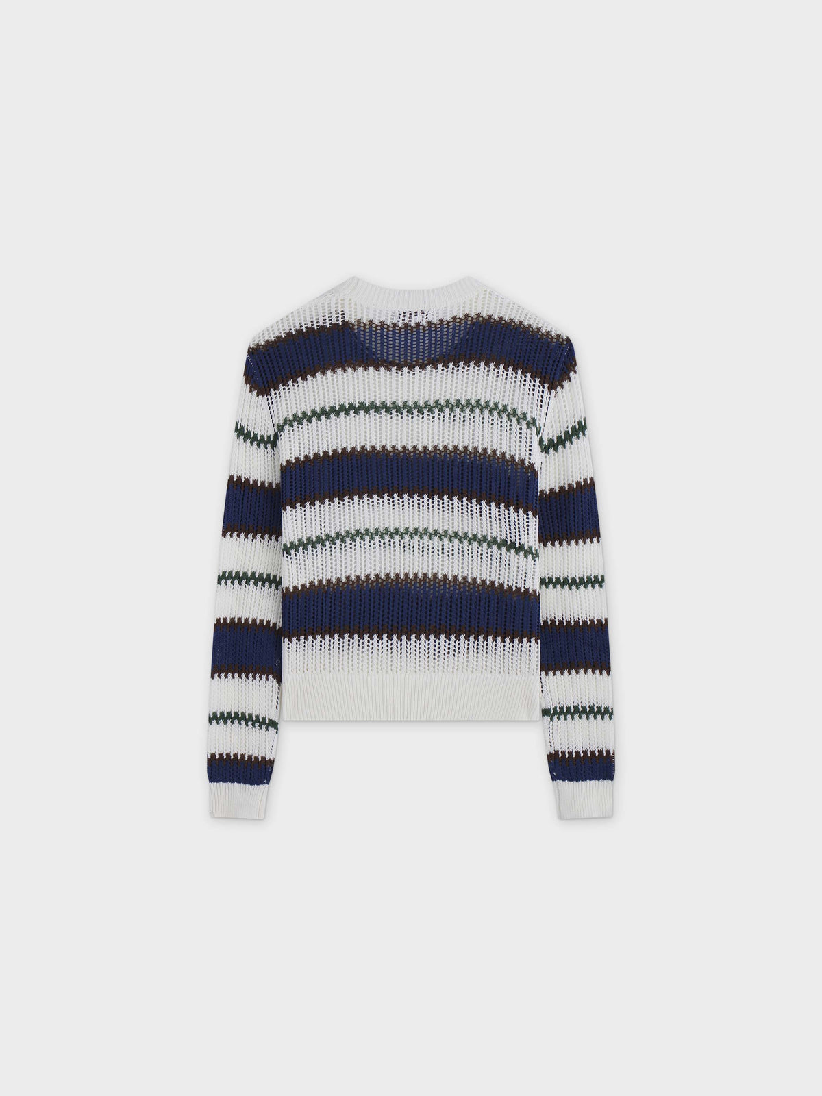 Mesh Striped Sweater-Green/White/Blue