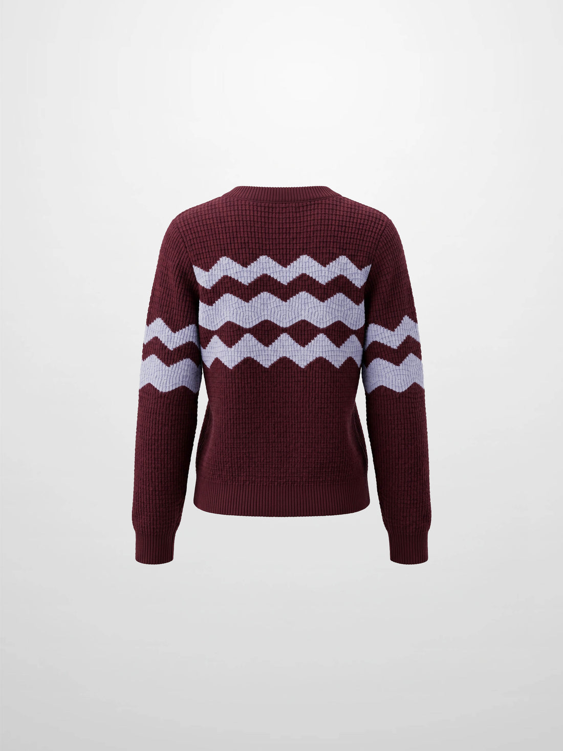 Waffle Designed Sweater - Burgundy/Light Blue