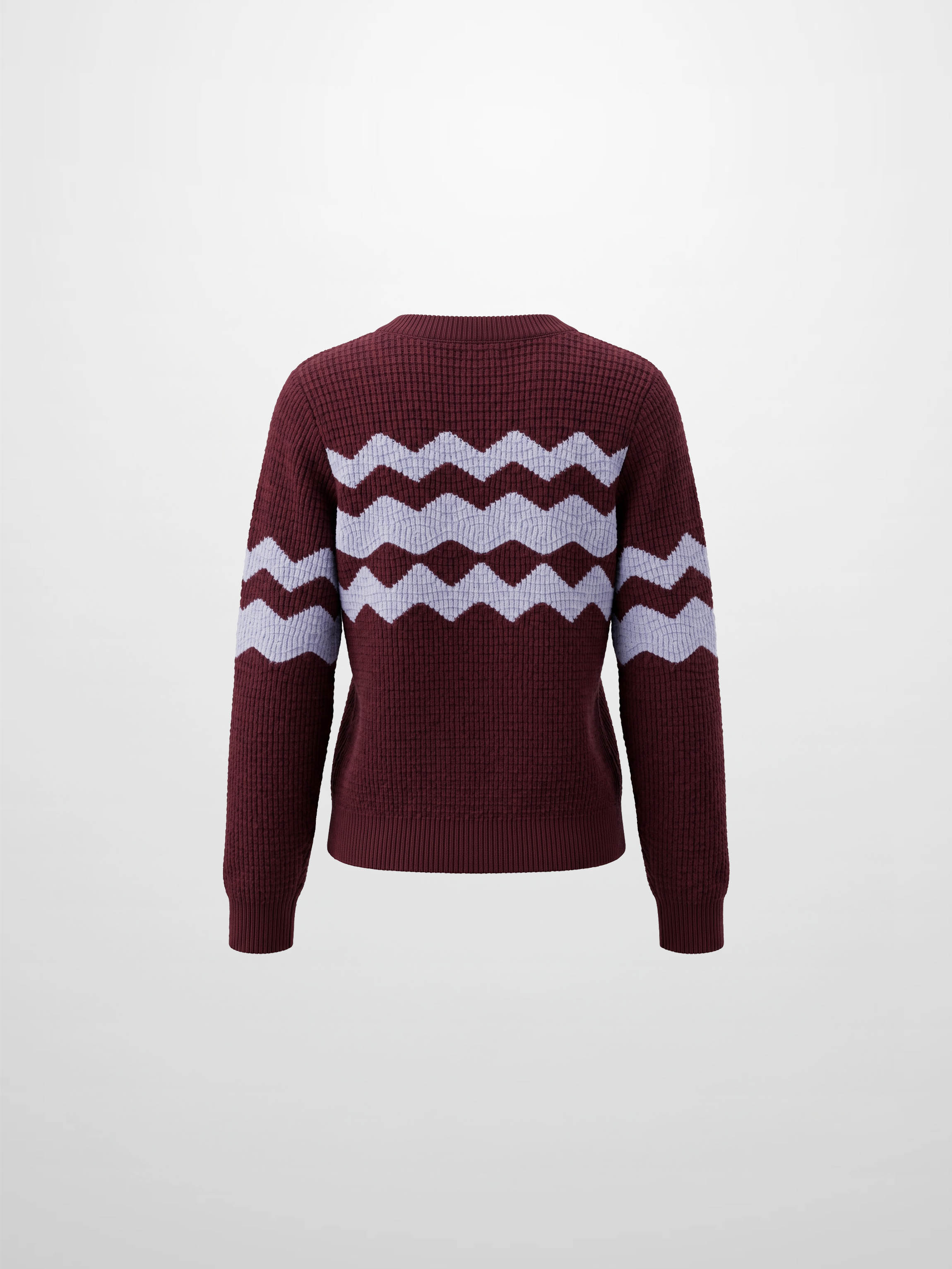 Waffle Designed Sweater - Burgundy/Light Blue
