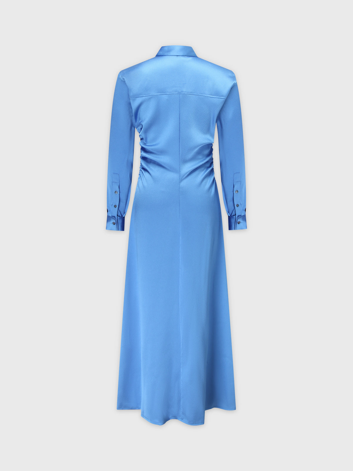 Side Gathered Dress-Blue