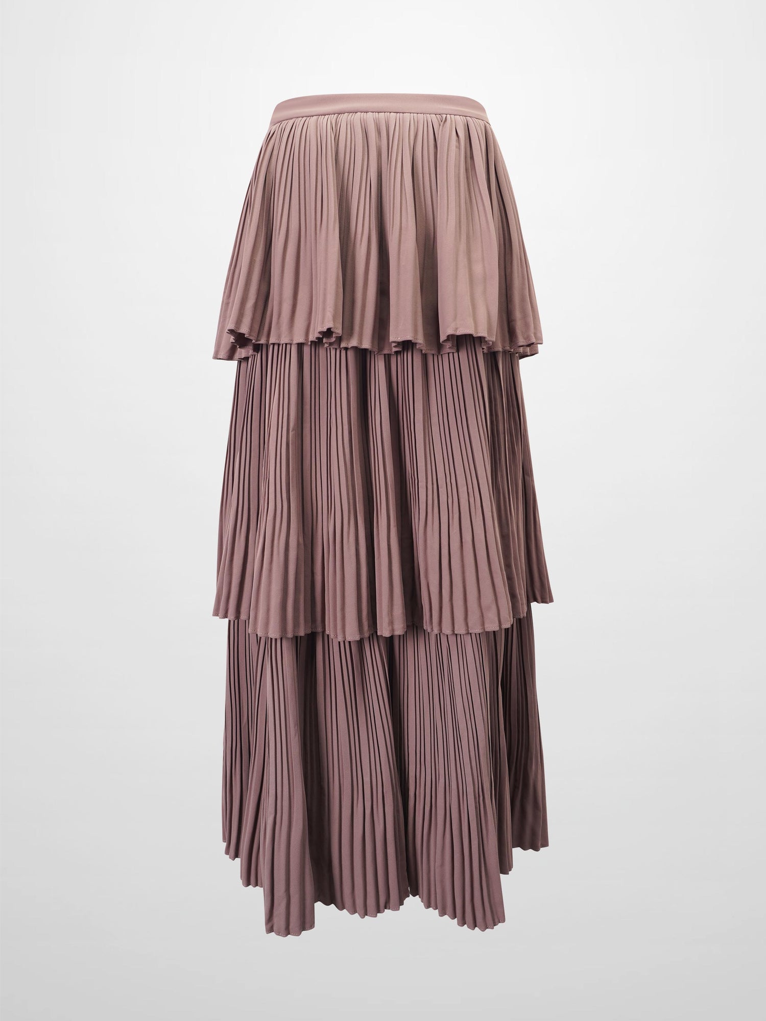 Pleated Layer Skirt 37&quot;-Mocha Mousse