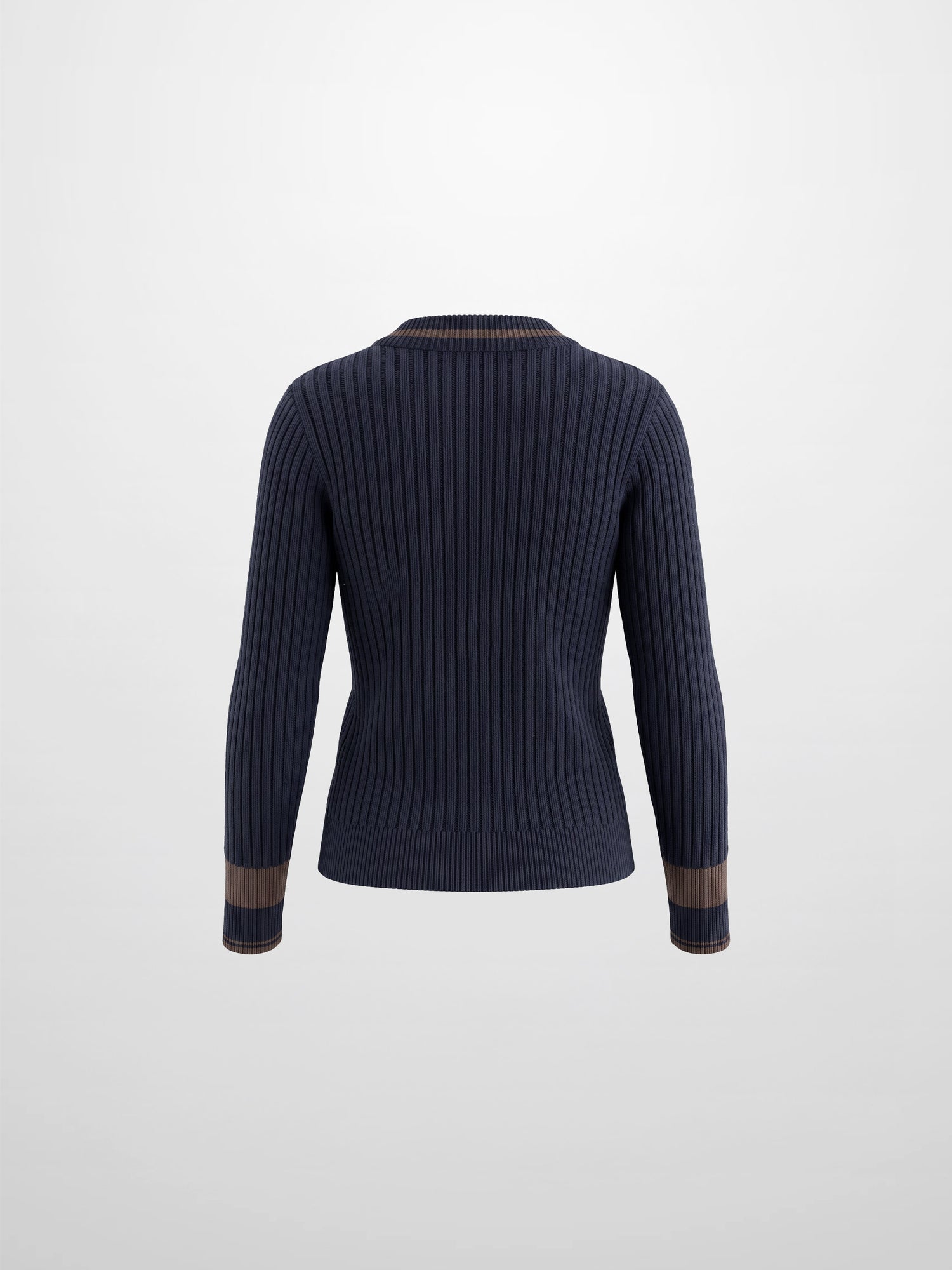 High V Waffle Sweater - Navy/Brown