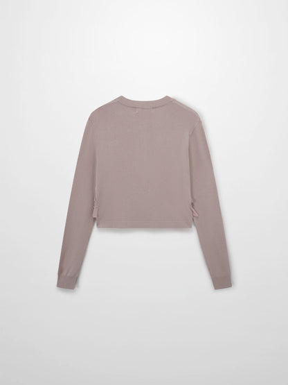 Ruffle Design Cardigan-Mauve