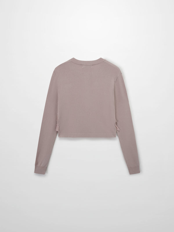 Ruffle Design Cardigan-Mauve