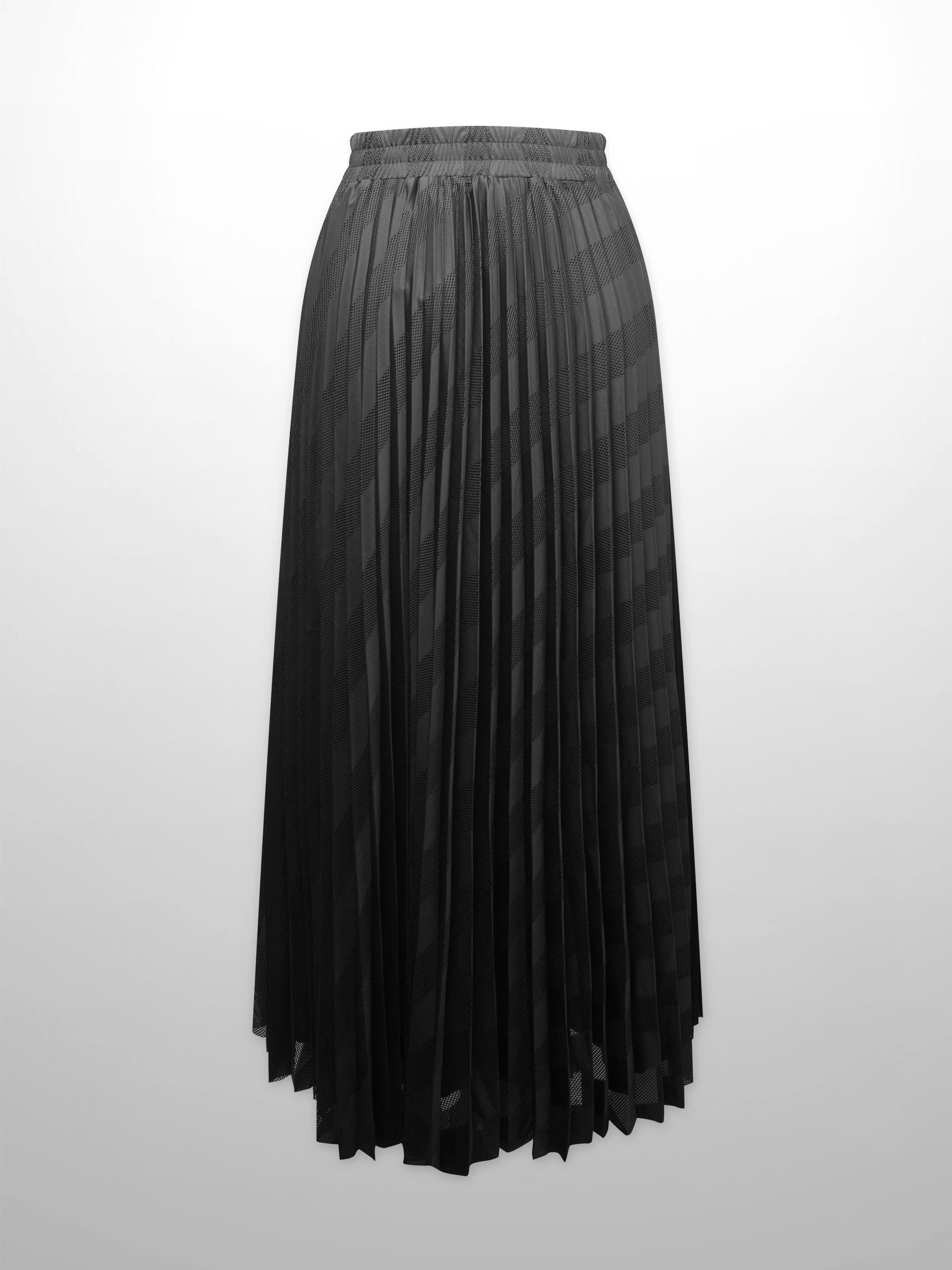 Perforated Pleated Skirt-Black