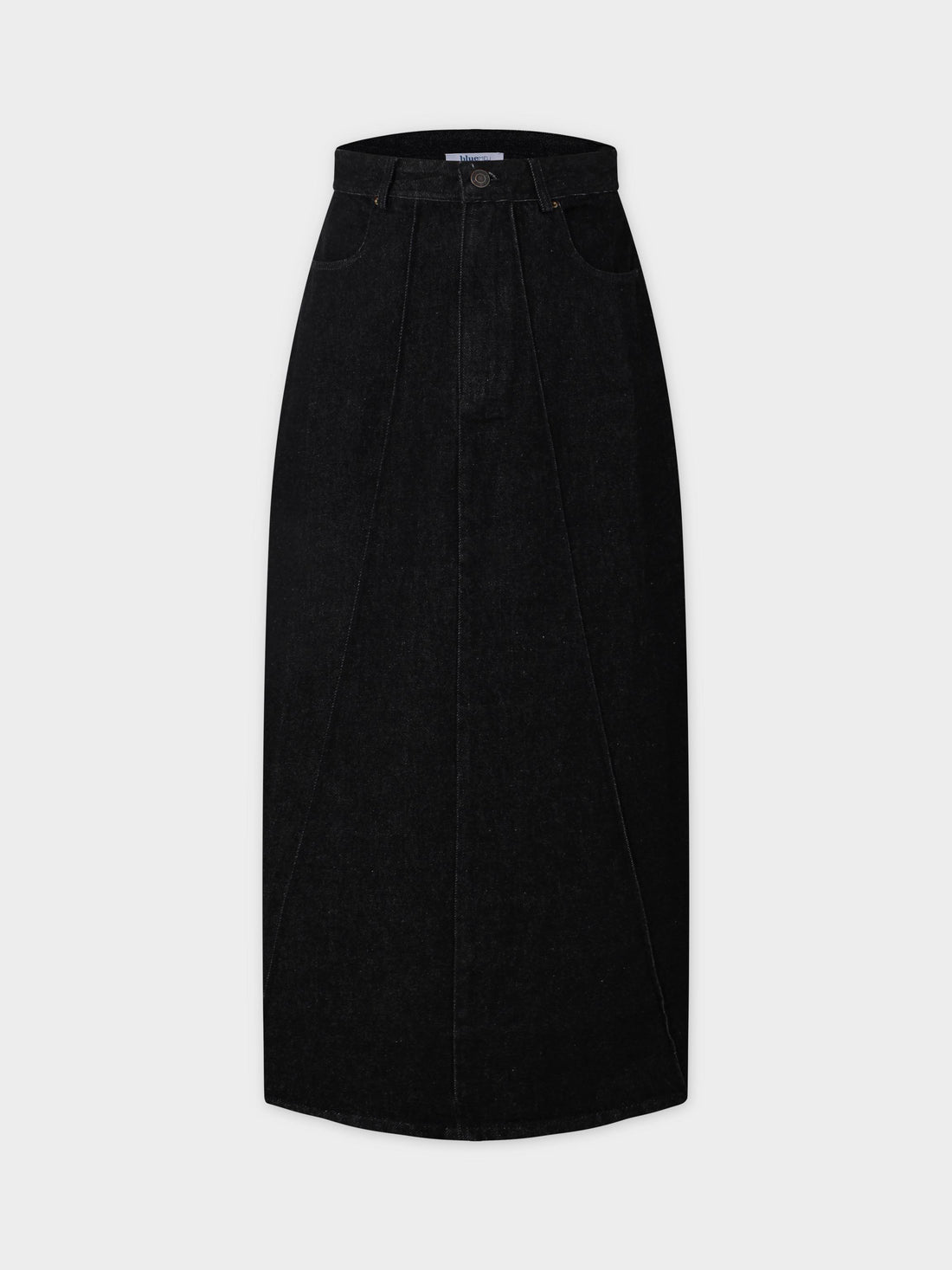 Denim Seamed Skirt-Deep Black