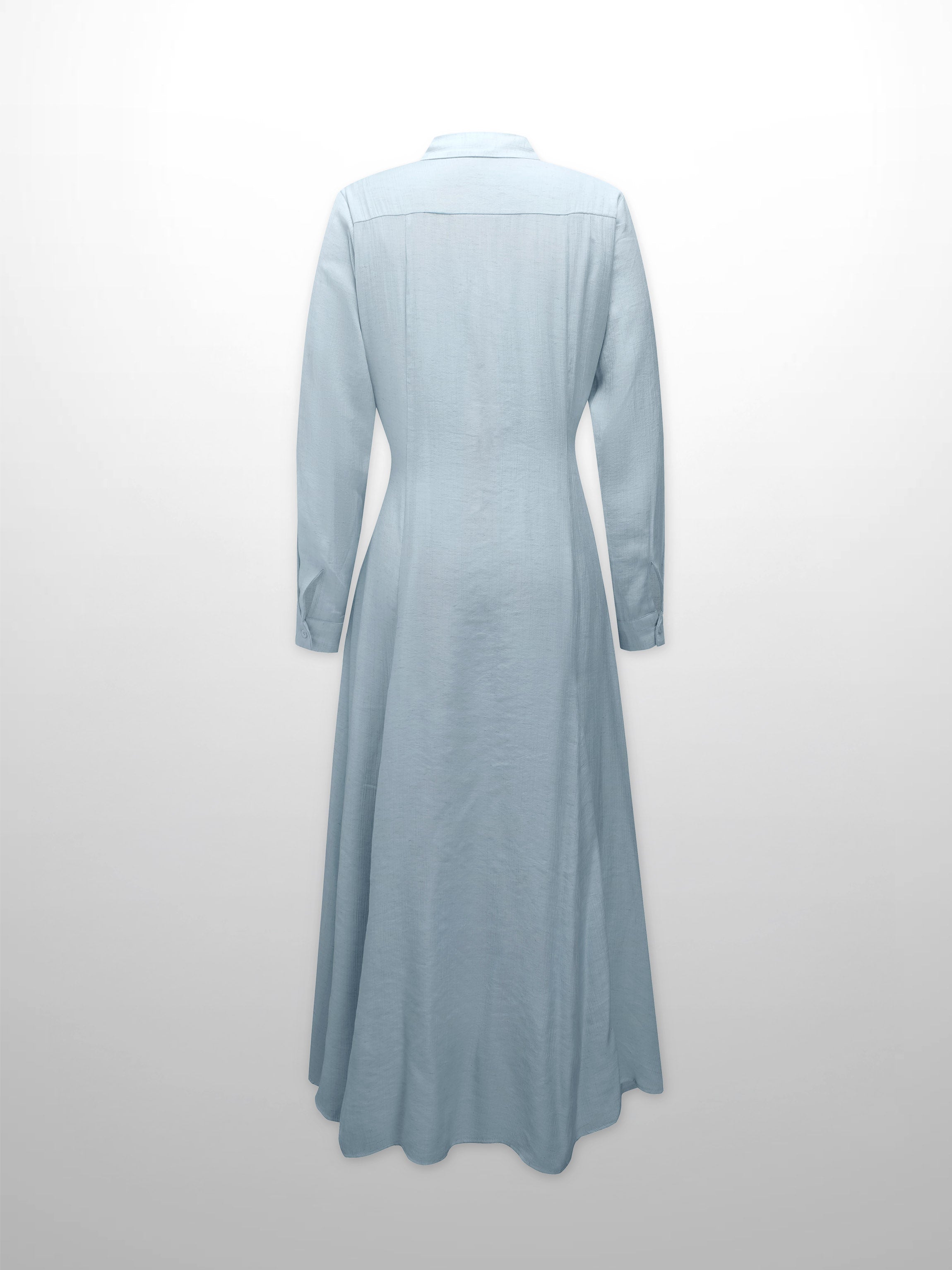 Collared A-Line Shirtdress-Soft Pleat Light Blue