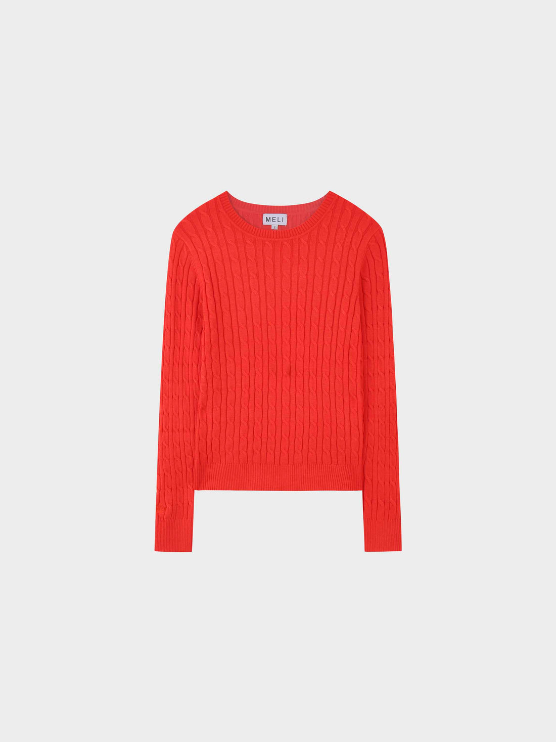 Knit Cable Sweater-Persimmon Orange