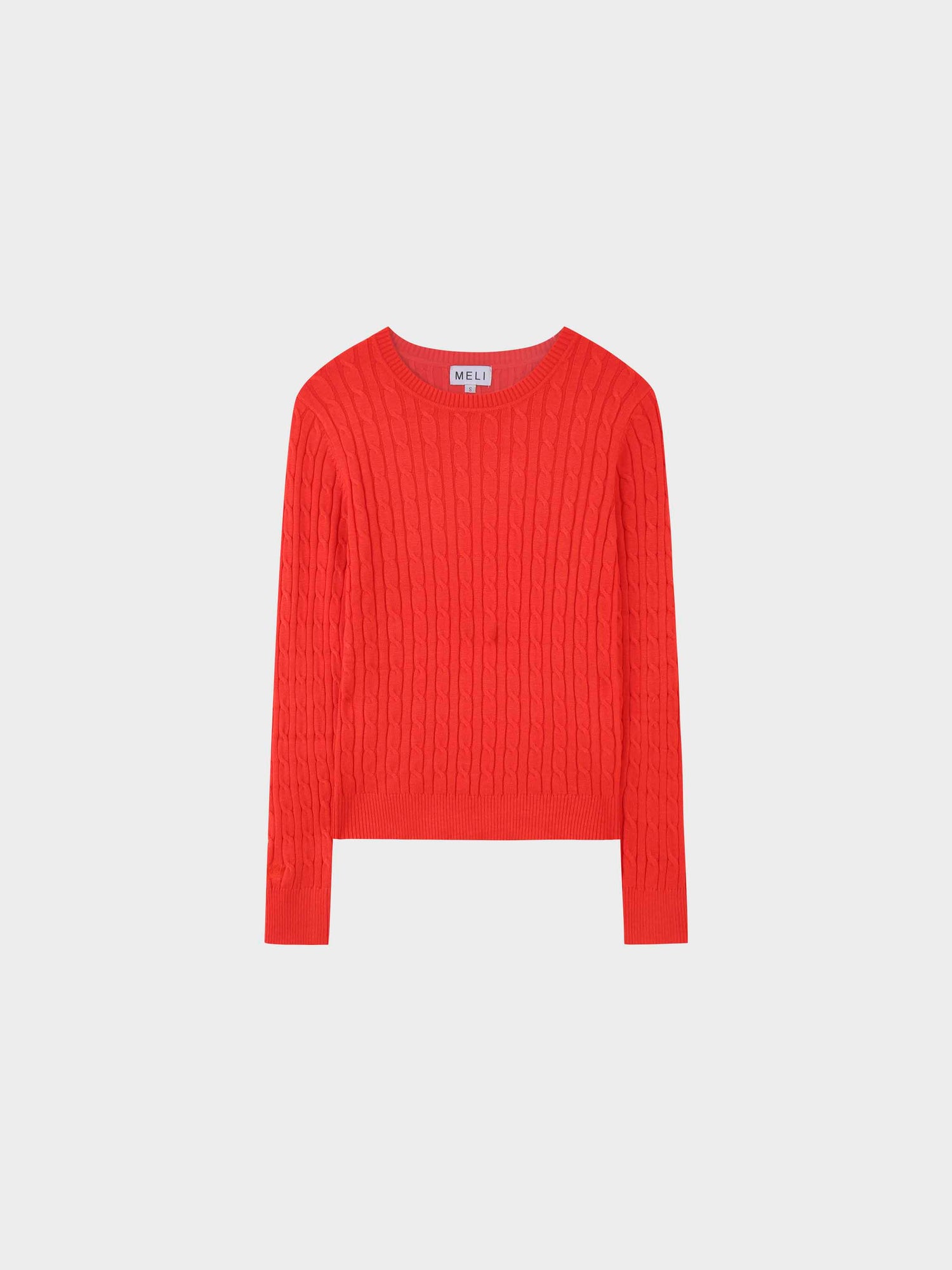 Knit Cable Sweater-Persimmon Orange