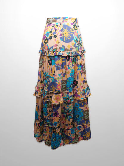 Pintuck Detail Skirt-Peach Craze