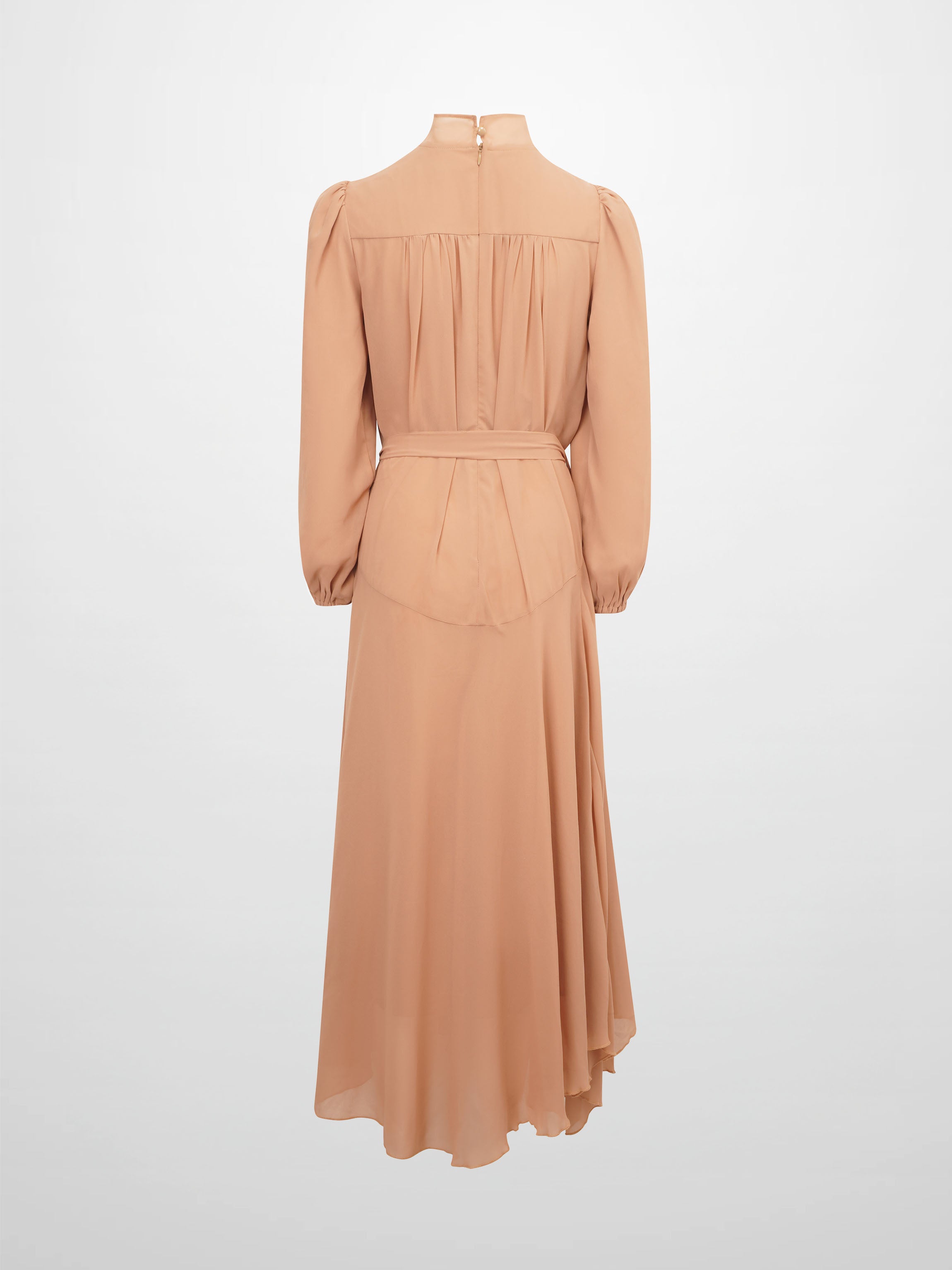Asymmetrical Bottom Belted Dress-Mocha