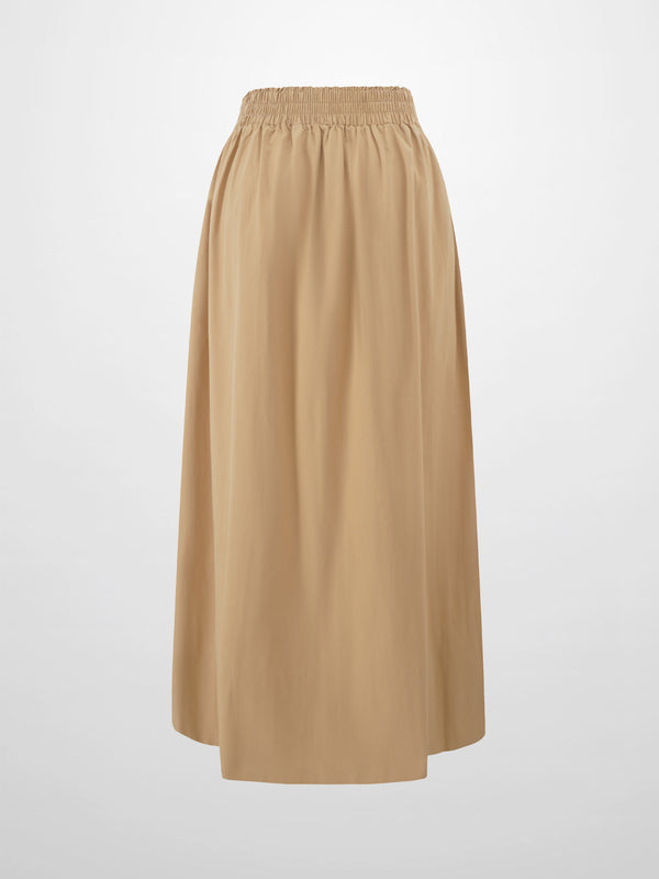 Elastic Waist Gathered Skirt-Sand