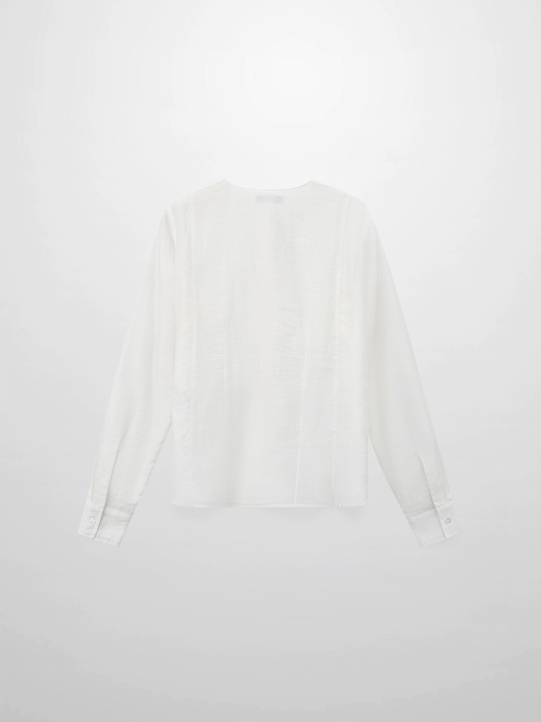 High V Neck Blouse-White
