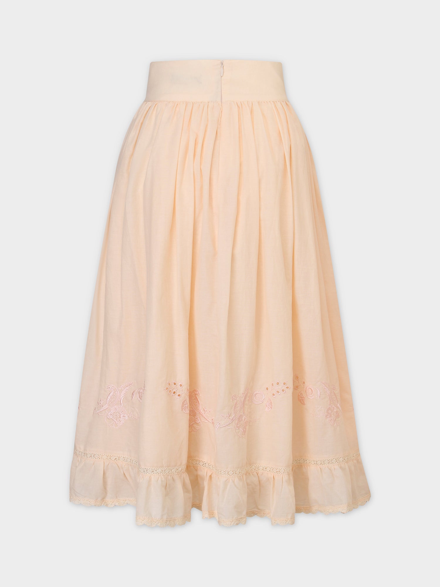 Eyelet Trimmed Skirt-Peach