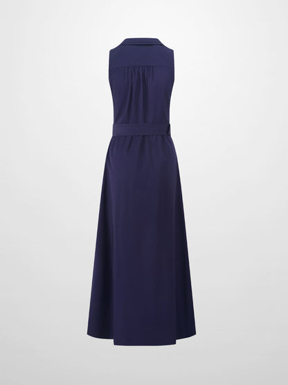 Button Down Belted Jumper-Navy