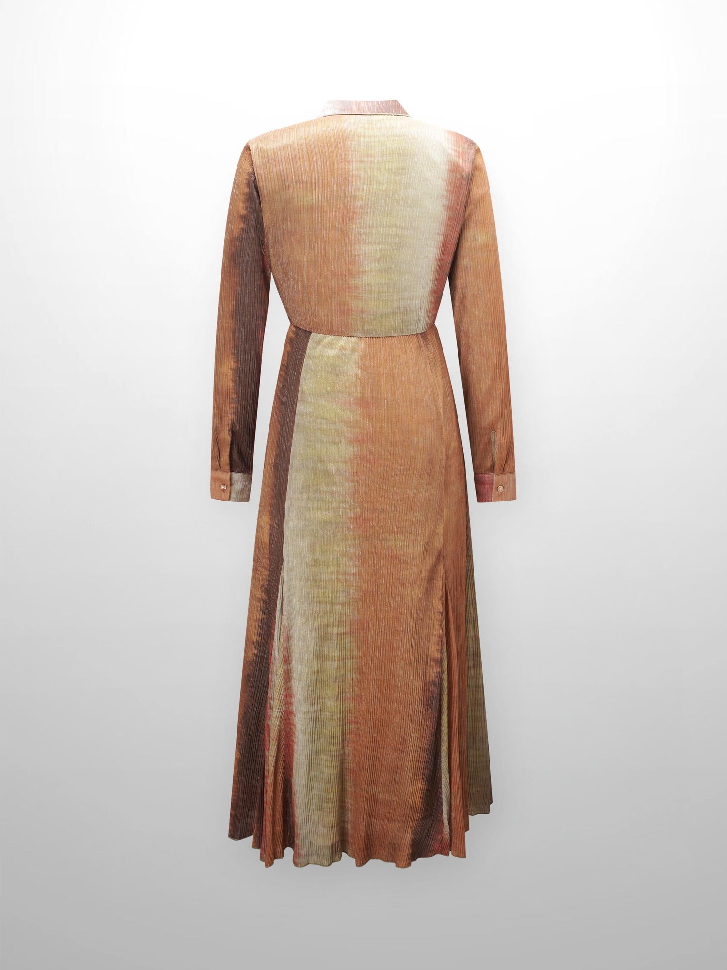 Micro Pleats Princess Style Dress-Copper Shimmer