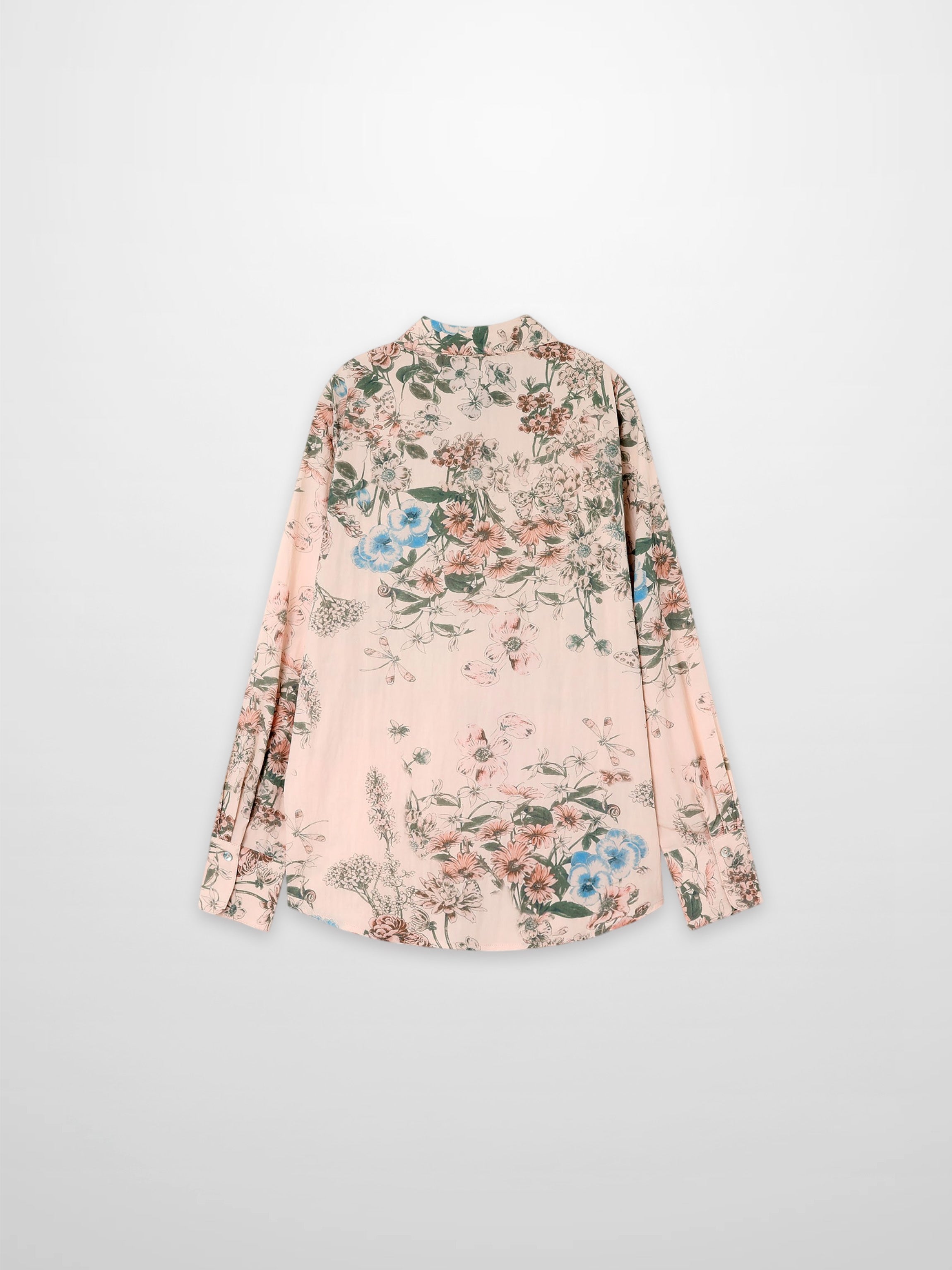 Printed Crinkle Button Down Blouse-Flower Design