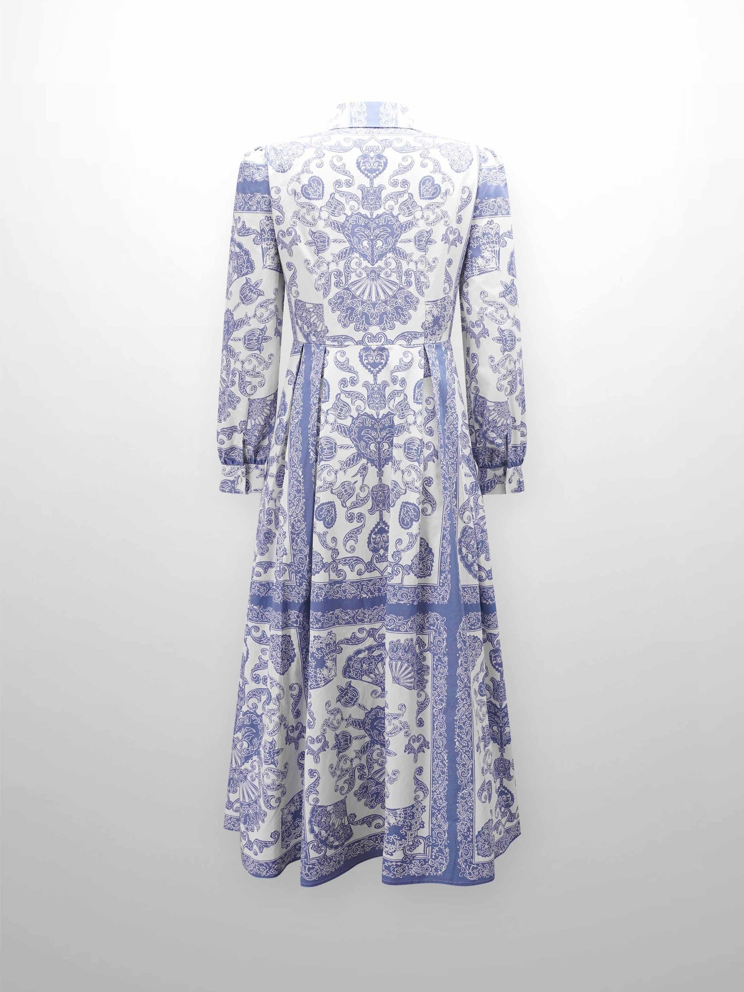 Royal Damask Belted Dress-Blue