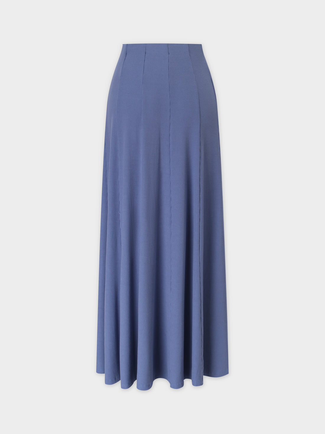 Panel Ribbed Skirt-Denim Blue