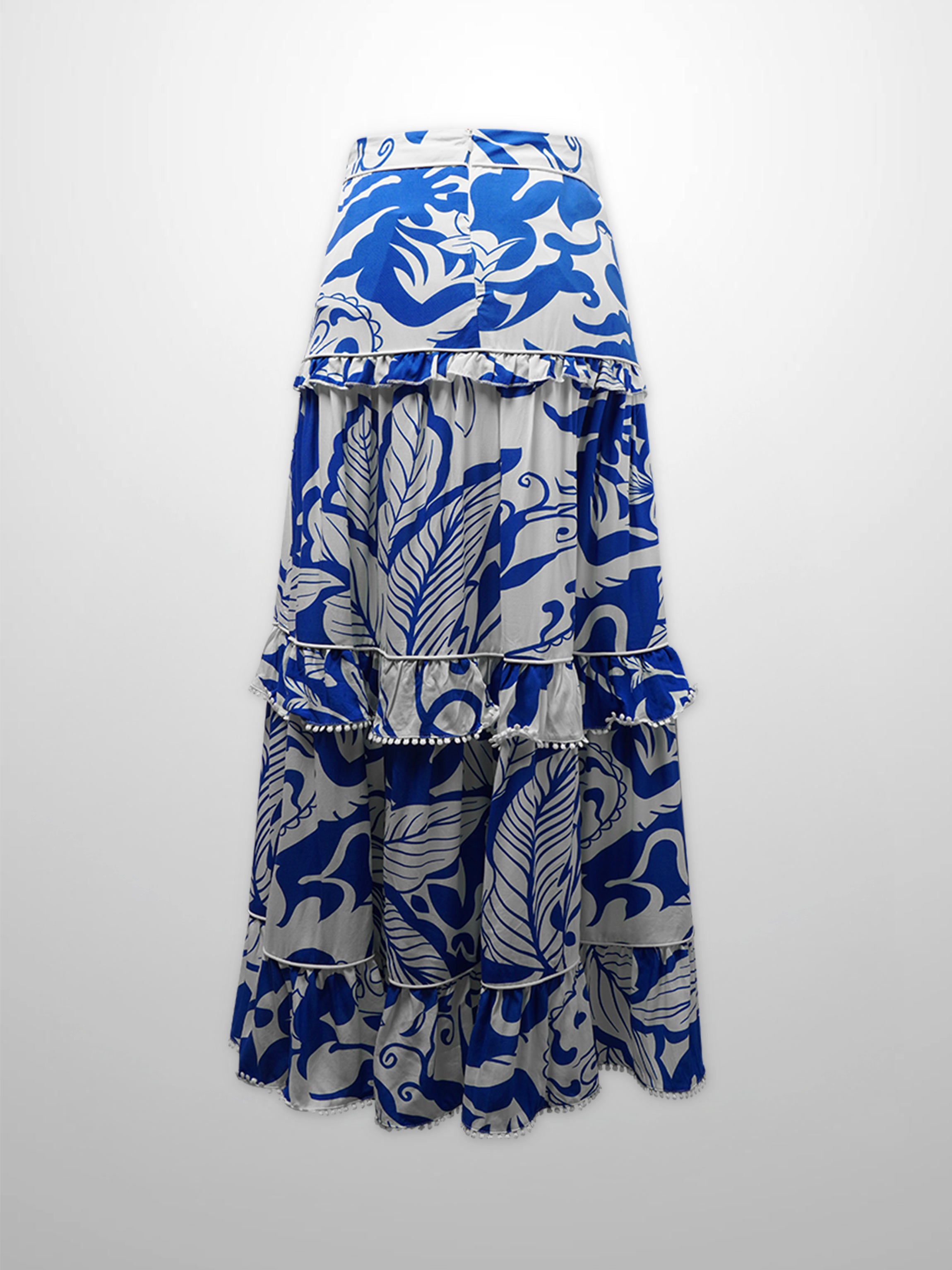 Pintuck Detail Skirt-Blue Carolina Floral