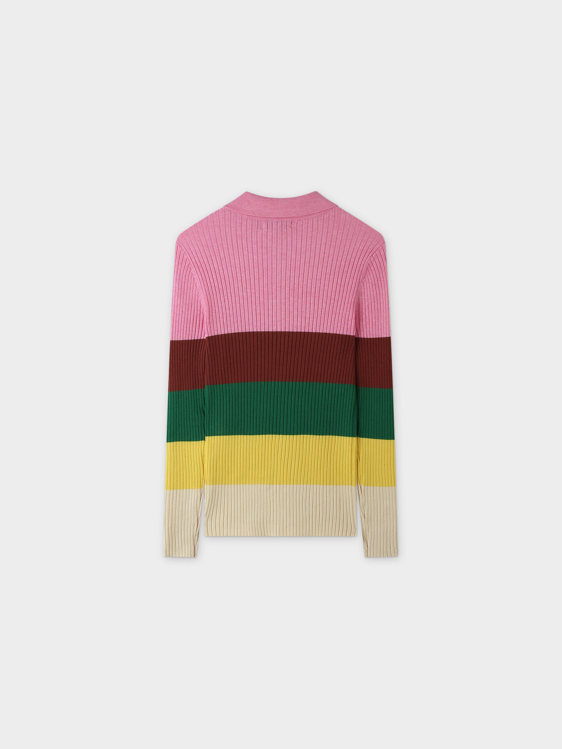 Ribbed Striped Polo Sweater-Sunset Stripe
