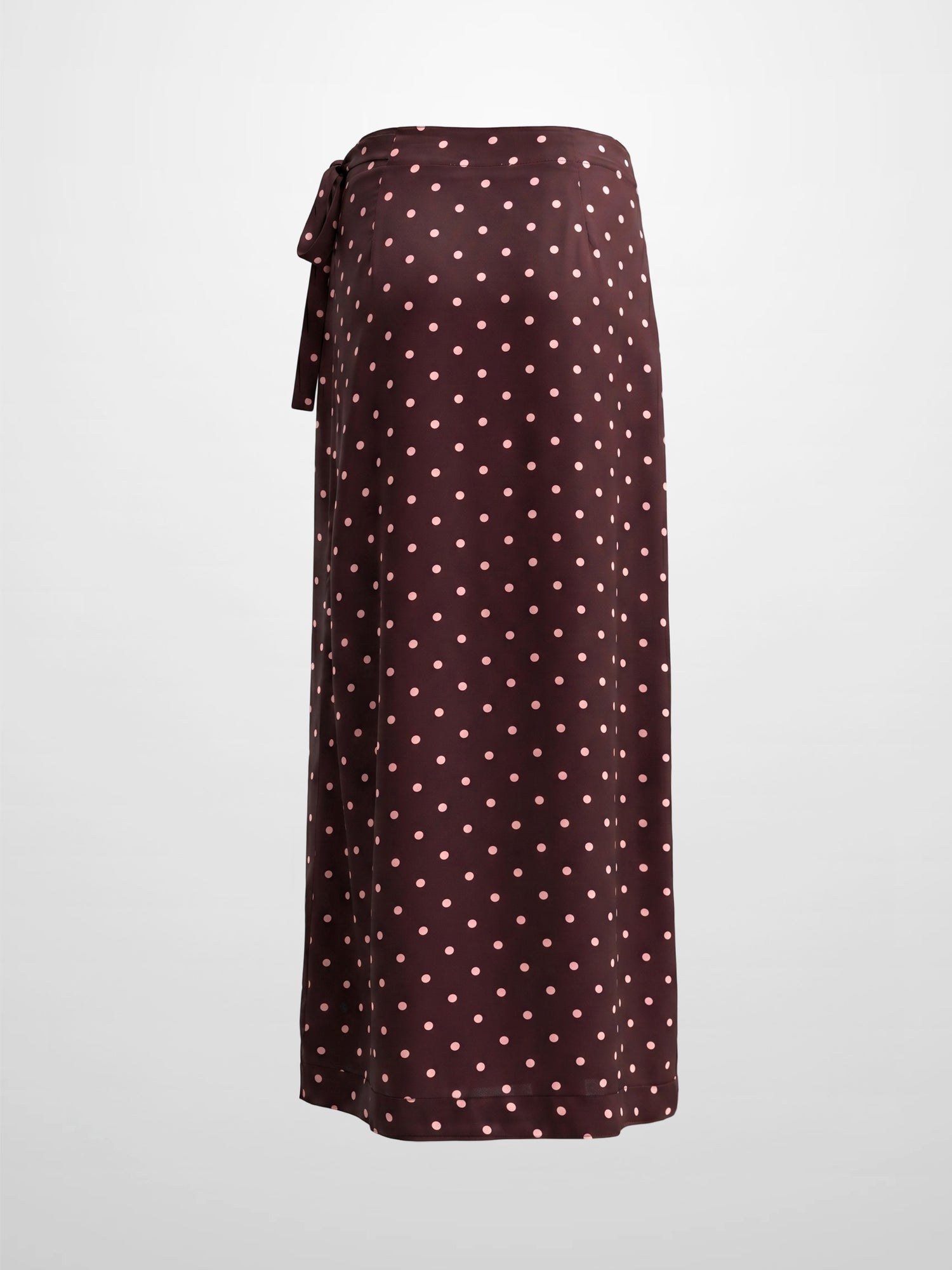 Faux Wrap Polka Dot Skirt - Burgundy/Pink