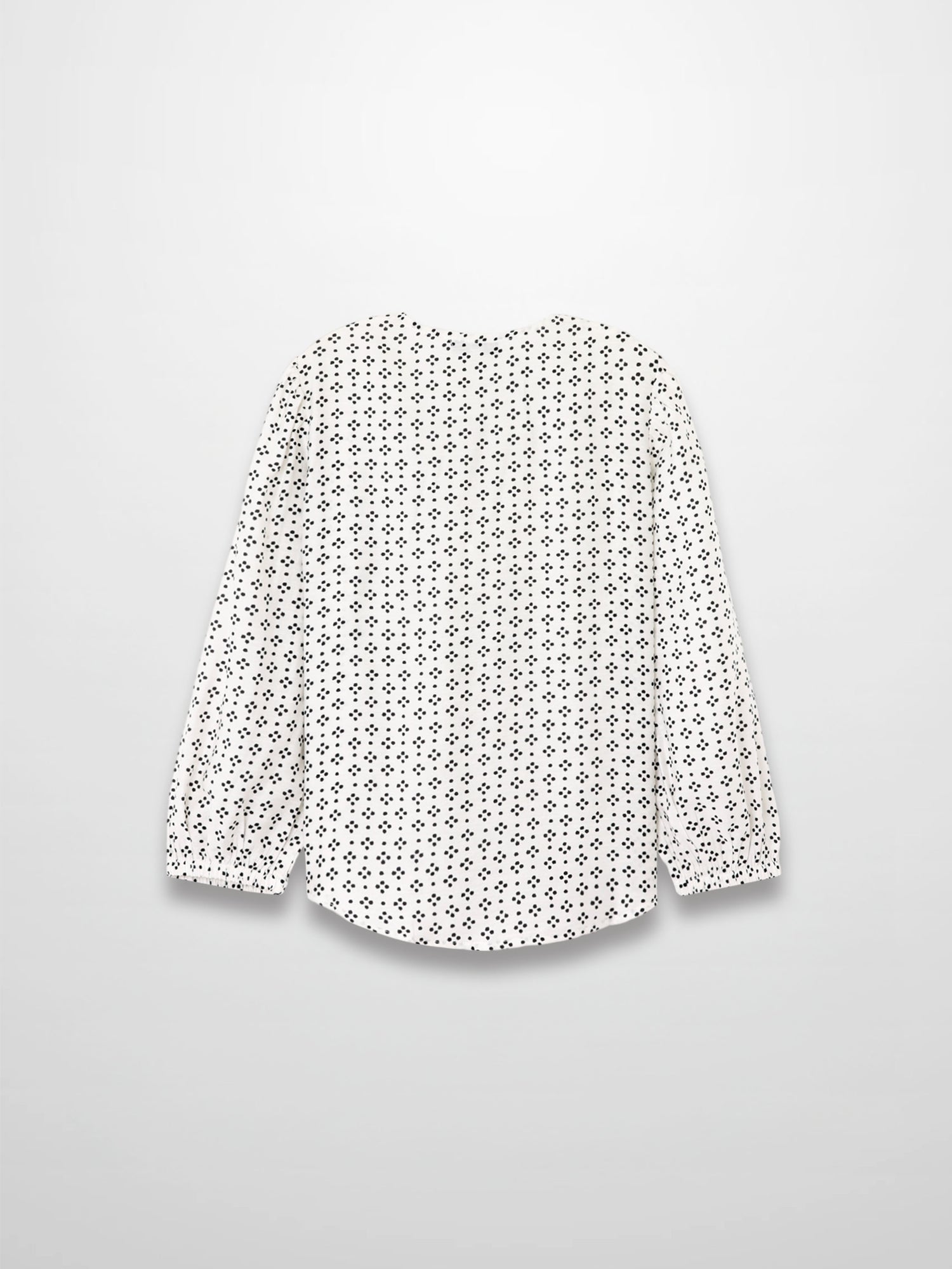 Puff Sleeve Button Down Blouse-Black/White Polka Dot