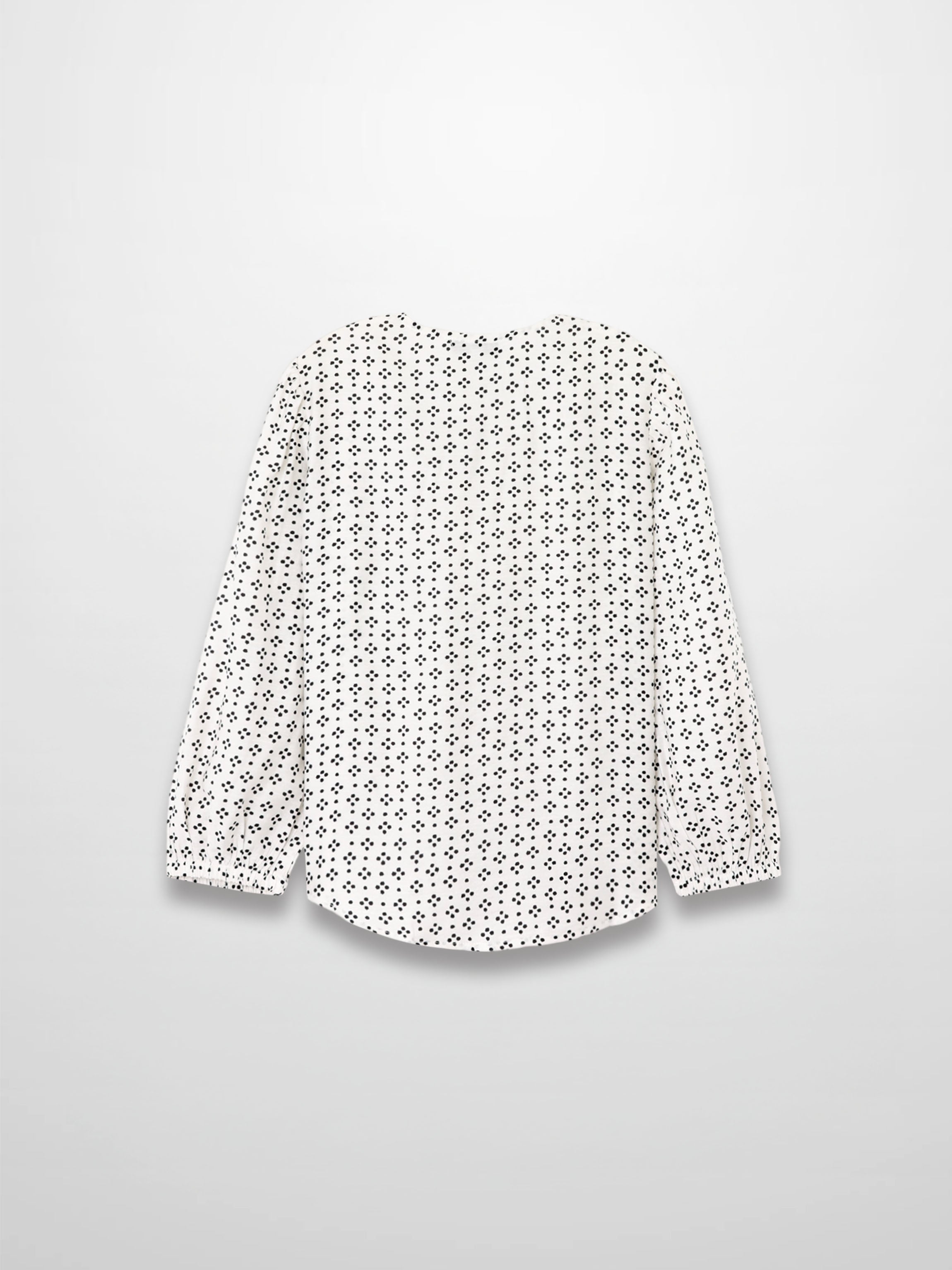 Puff Sleeve Button Down Blouse-Black/White Polka Dot