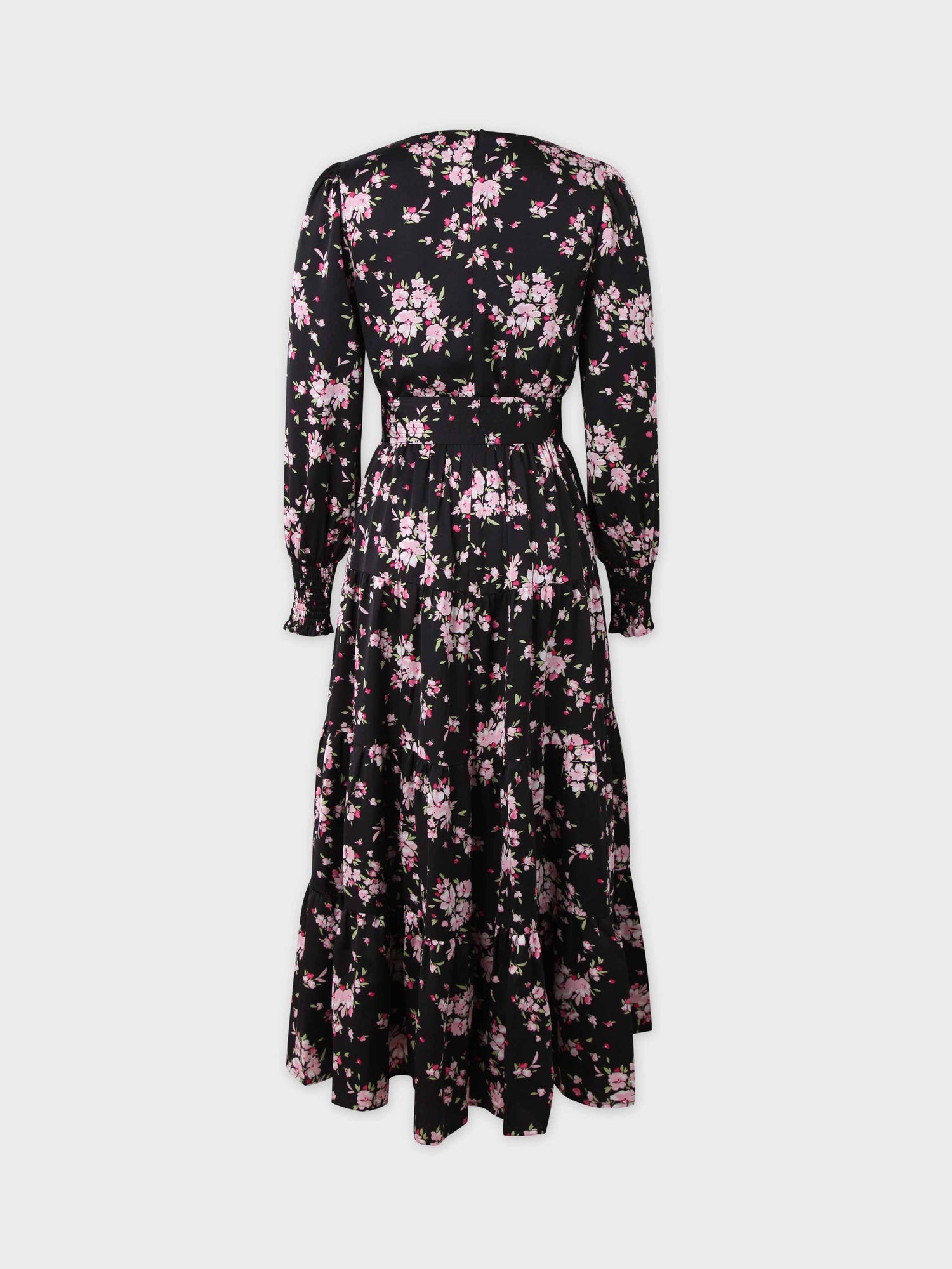 Tiered Belted Dress-Pink Floral