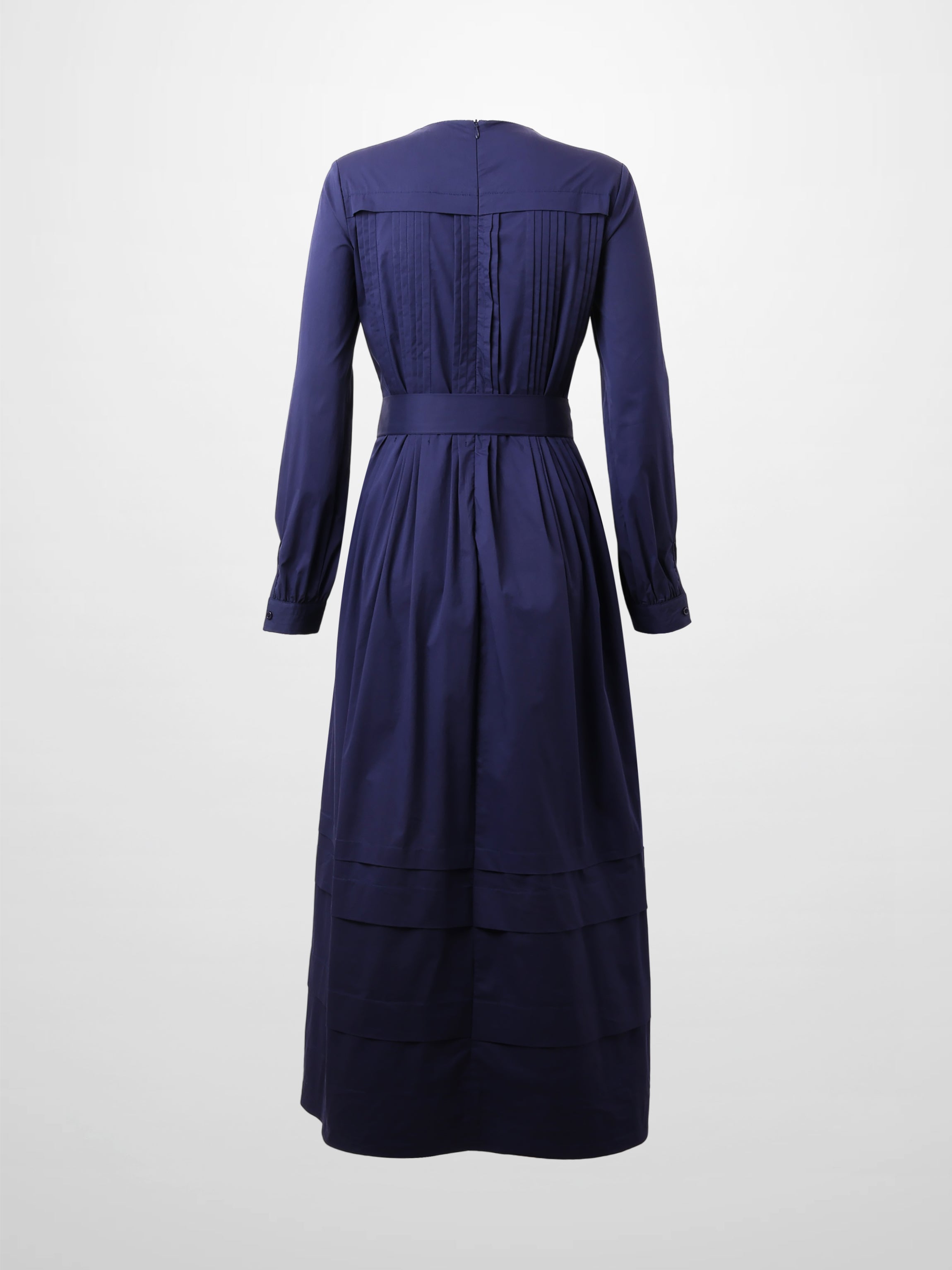 Pintuck Pleat Dress-Navy