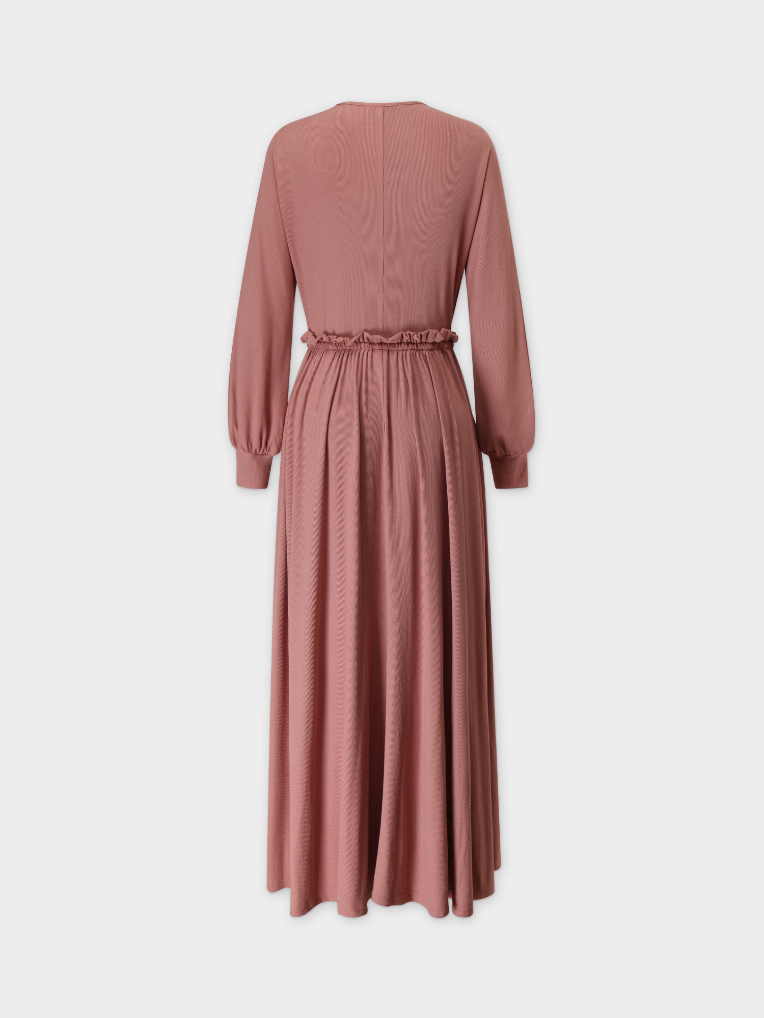 Ribbed Drawstring Dress-Rose