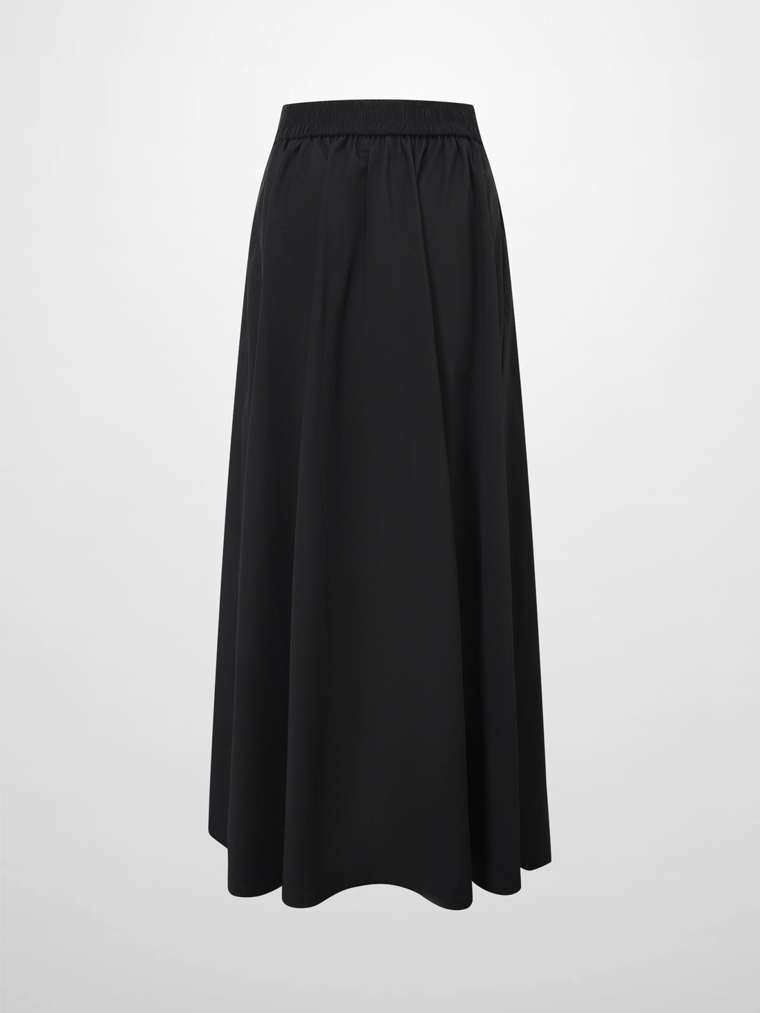 Elastic Back Maxi Cotton Blend Skirt-Black