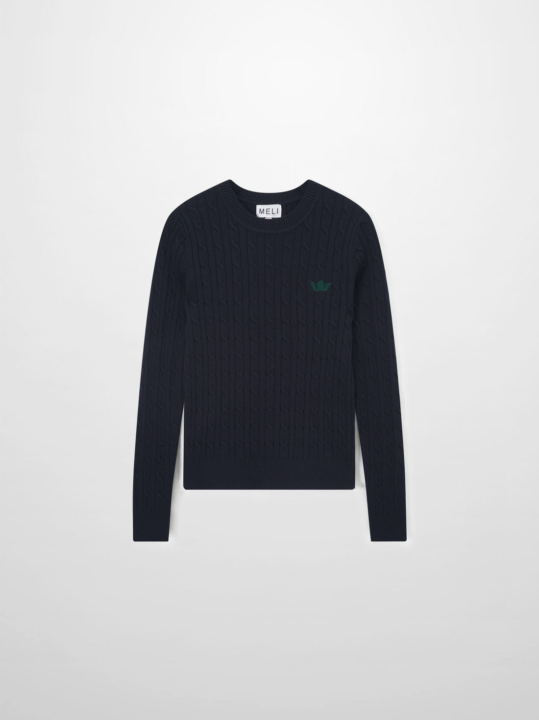 Logo Cable Sweater-Navy/Hunter Green