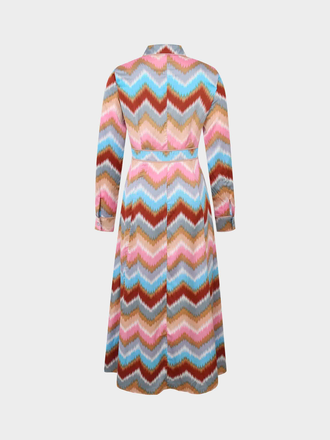 Piped Detail Dress-Chevron Stripe