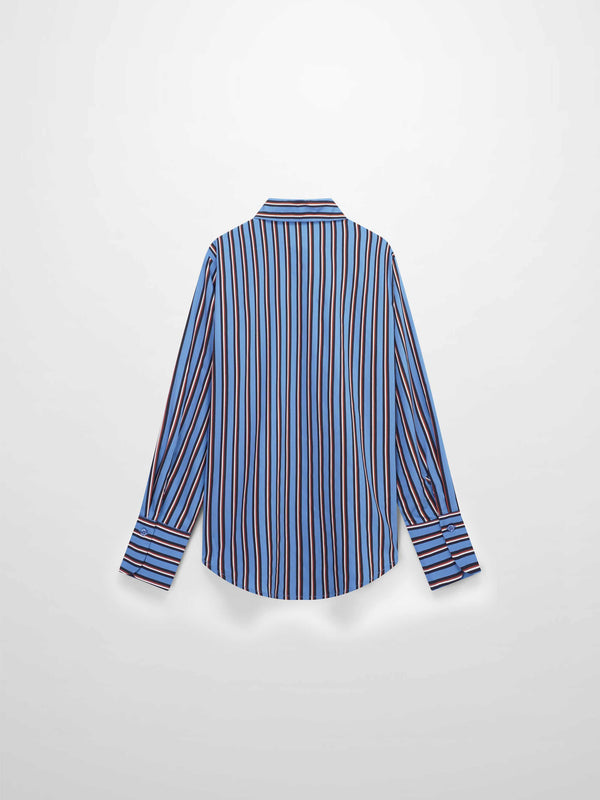 Striped Cotton Blouse-Blue Pinstripe