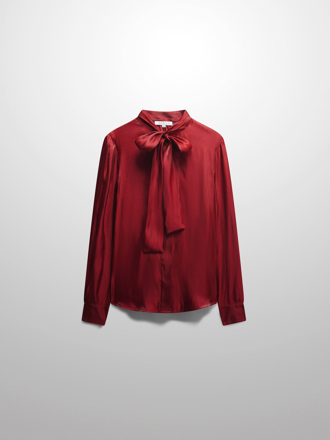 Shimmer Tie Blouse-Burgundy