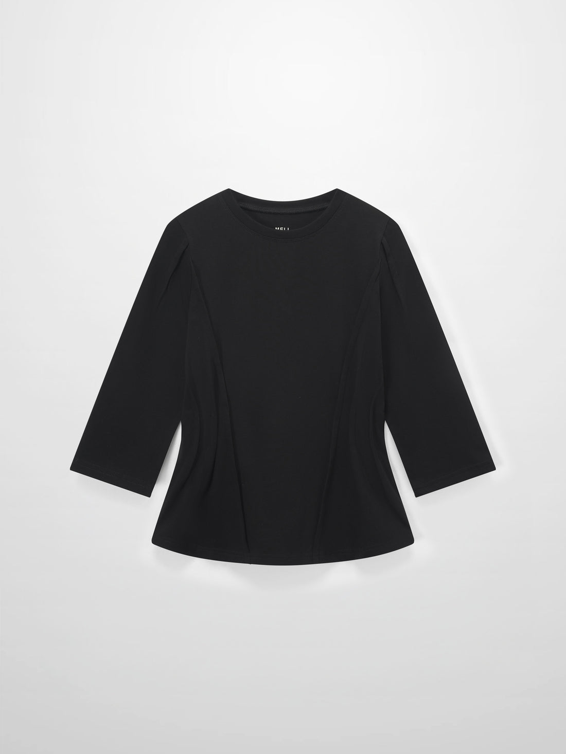 Pleat Seam T-shirt-Black