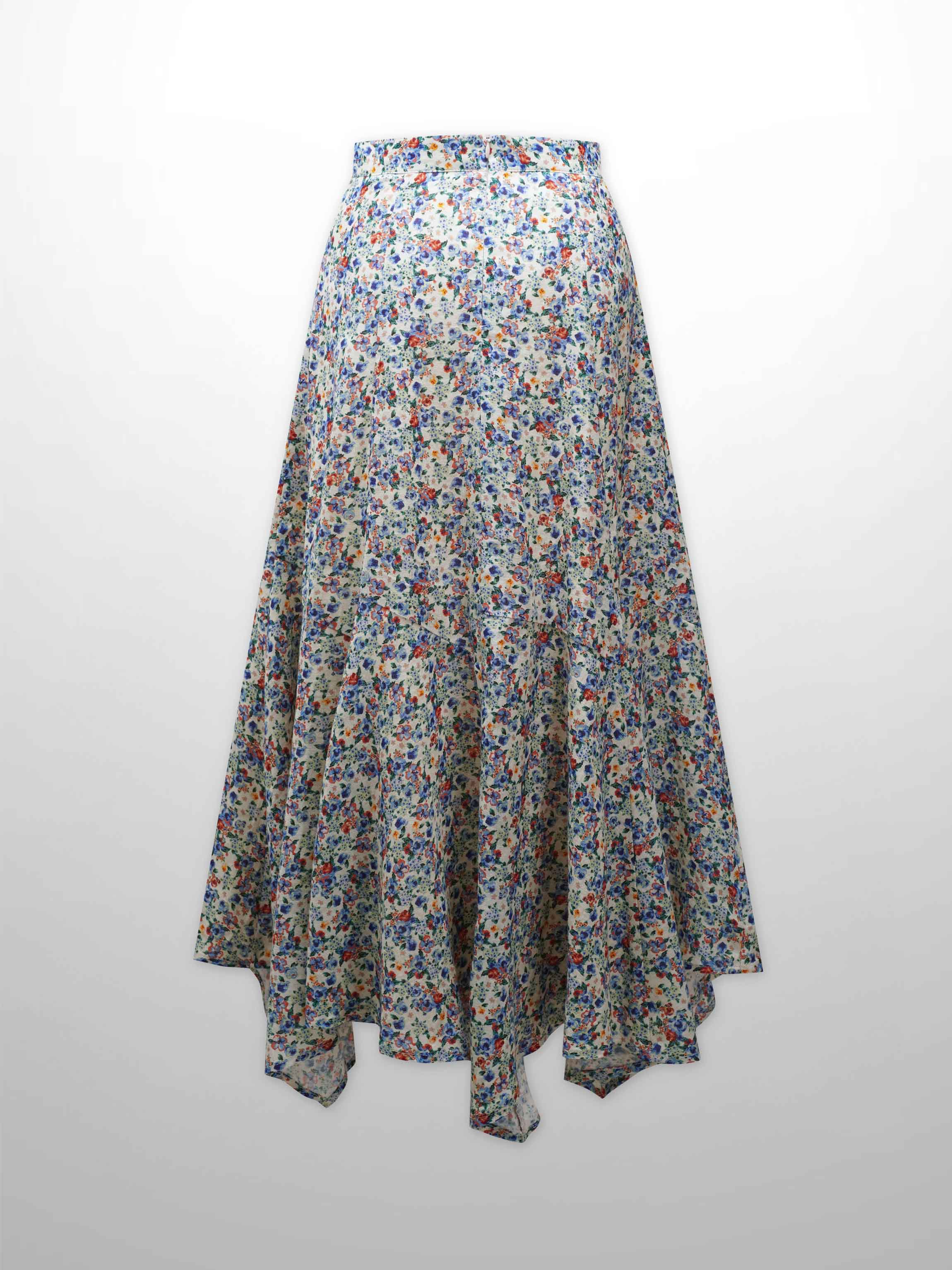 Handkerchief Bottom Skirt-Mini Floral