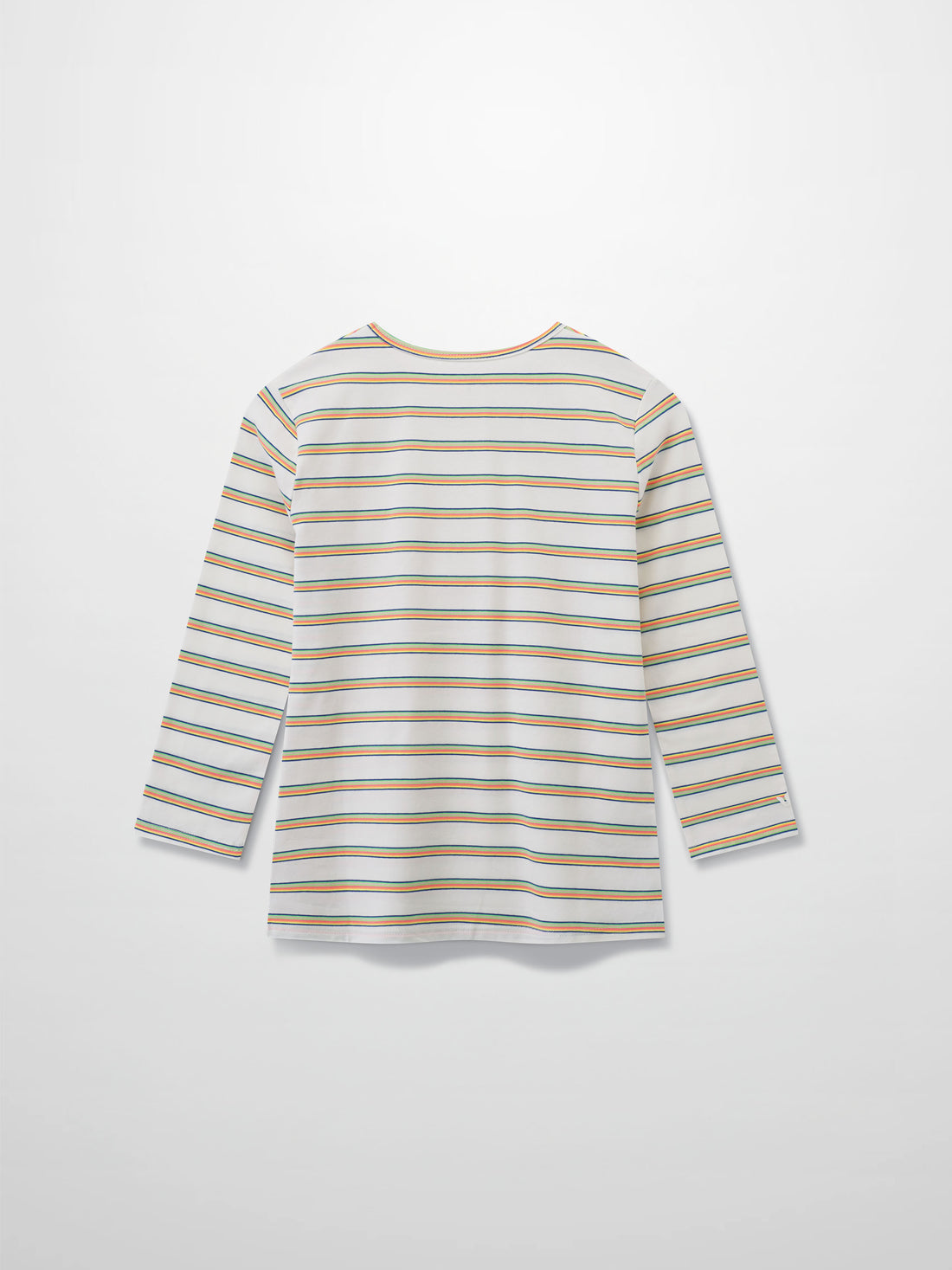 Flat Striped Crew Tee 3Q-White/Neon Stripe