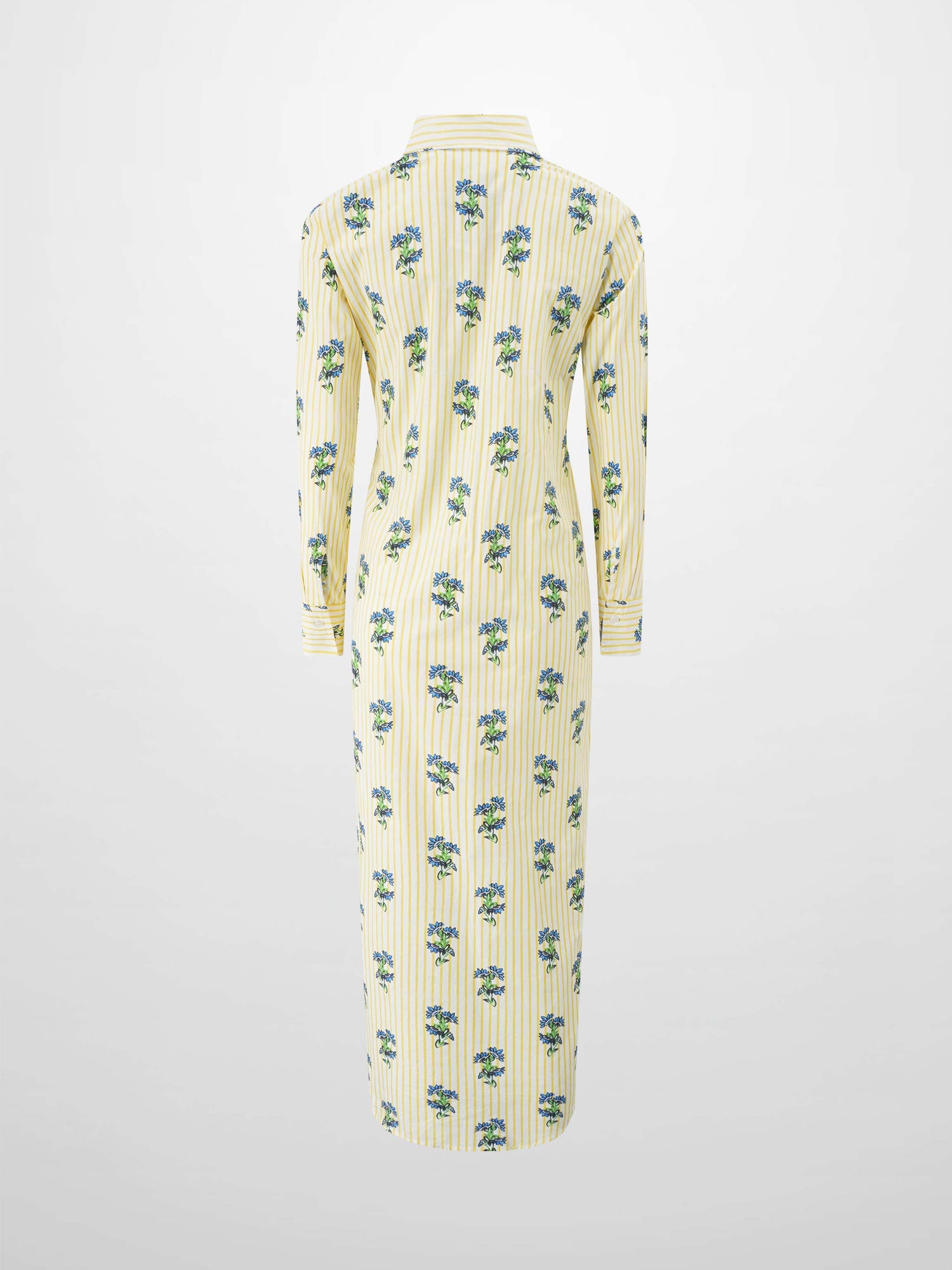 Side Tie Shirtdress-Floral Stripe